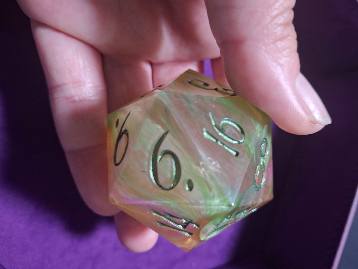 Mystical Aura 20-Sided Dice - Iridescent Color Shift 55mm Chonk Dice CHONKY BOY