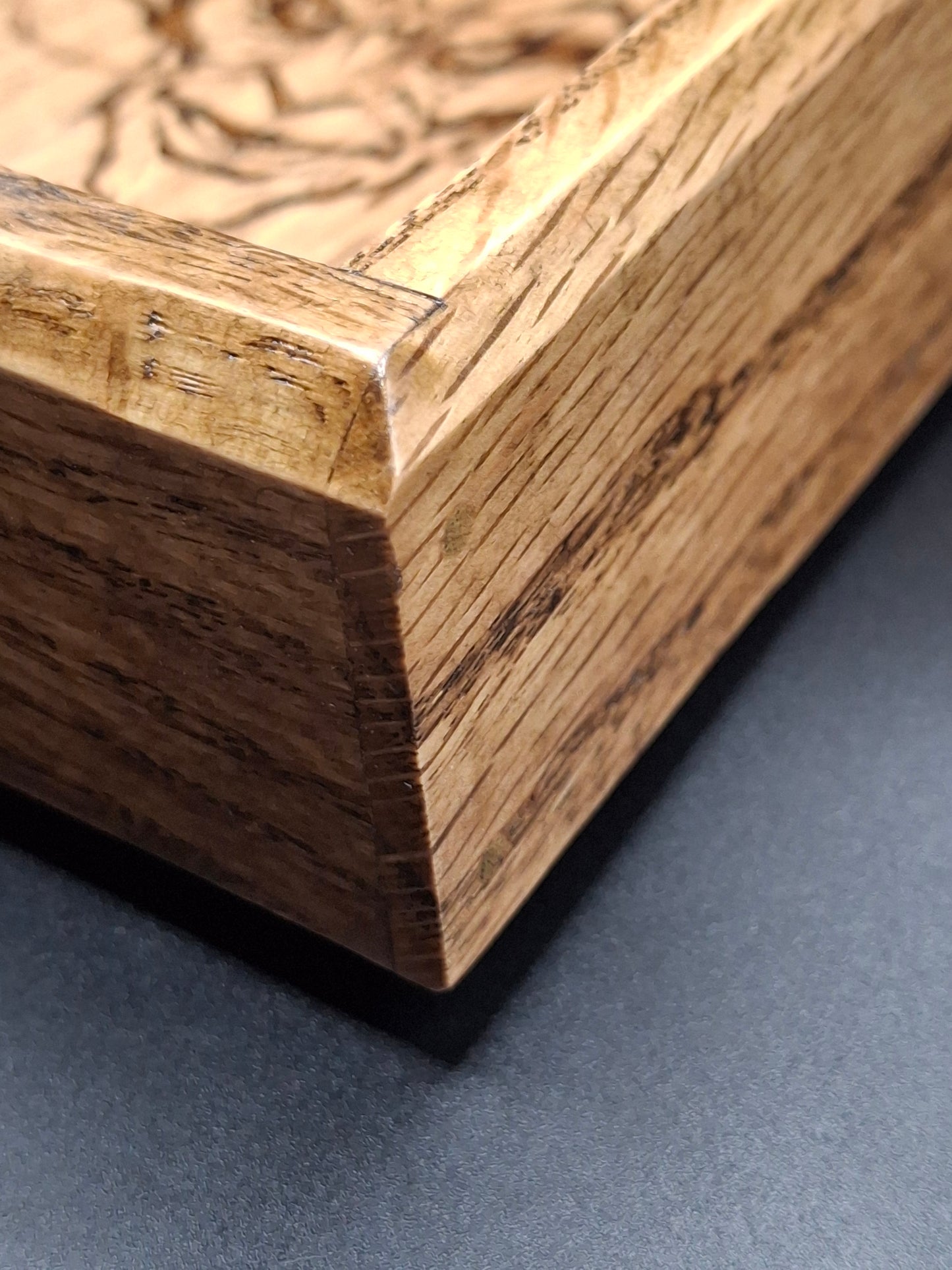 Goblinbound Oak – Handcrafted Oak Dice Tray with the Dice Goblin’s Mark