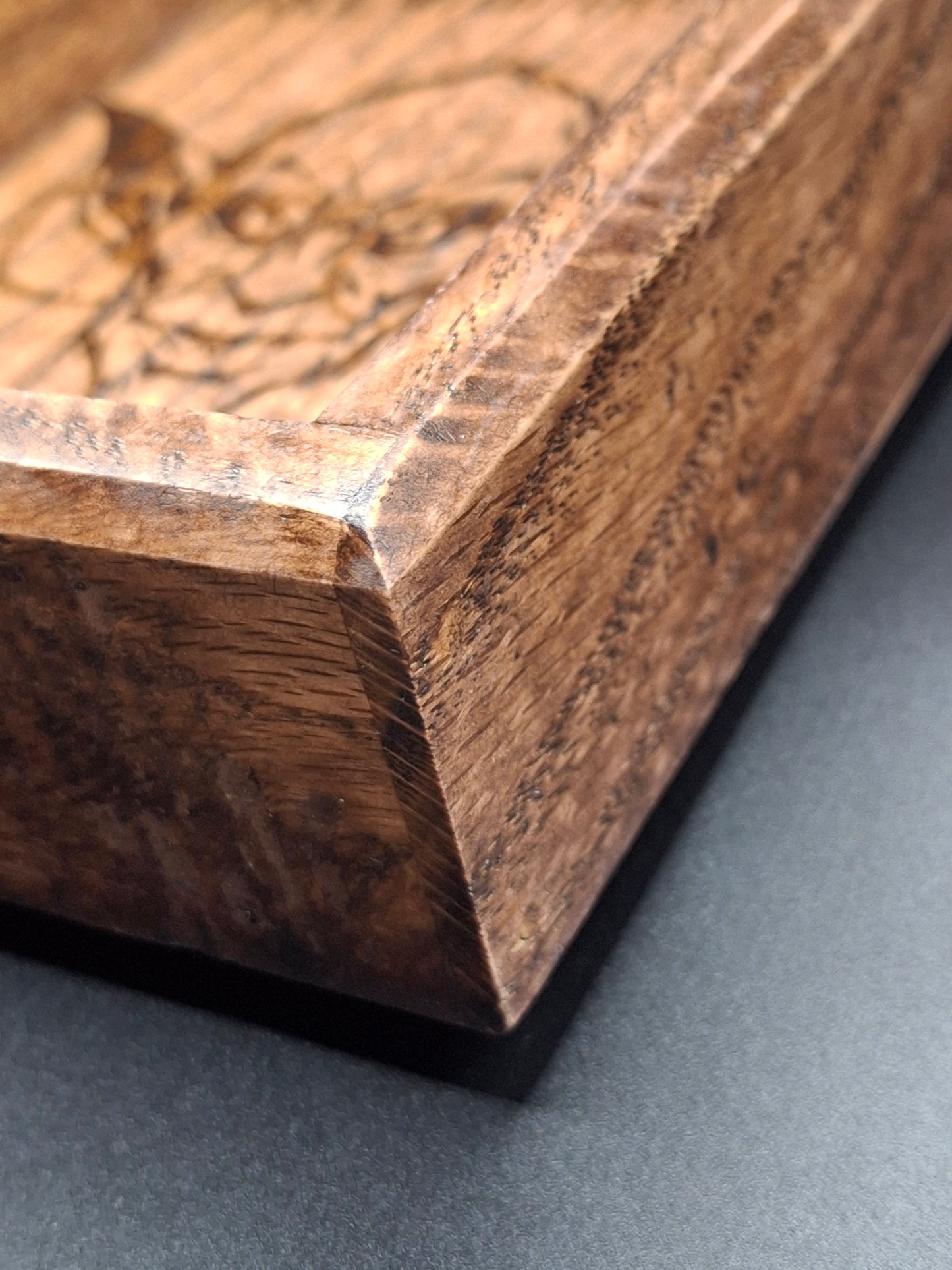 Goblinbound Oak – Handcrafted Oak Dice Tray with the Dice Goblin’s Mark
