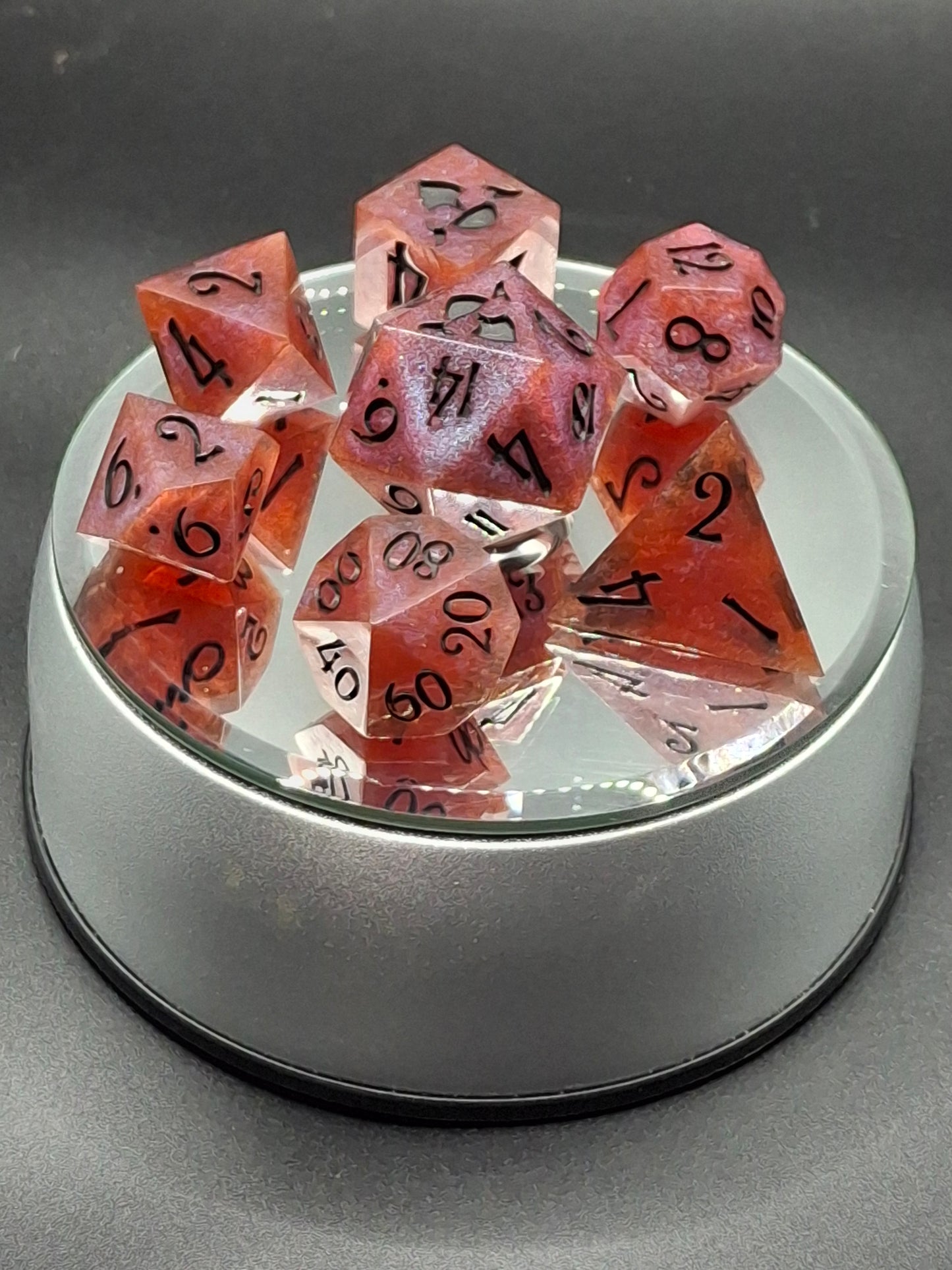 Mystic Twilight Dice Set - Burgundy & Blue Resin DnD Dice