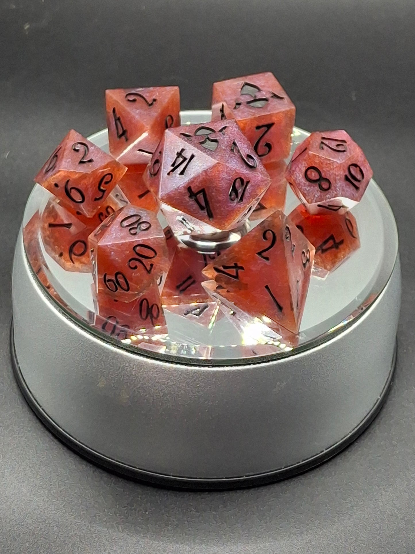 Mystic Twilight Dice Set - Burgundy & Blue Resin DnD Dice