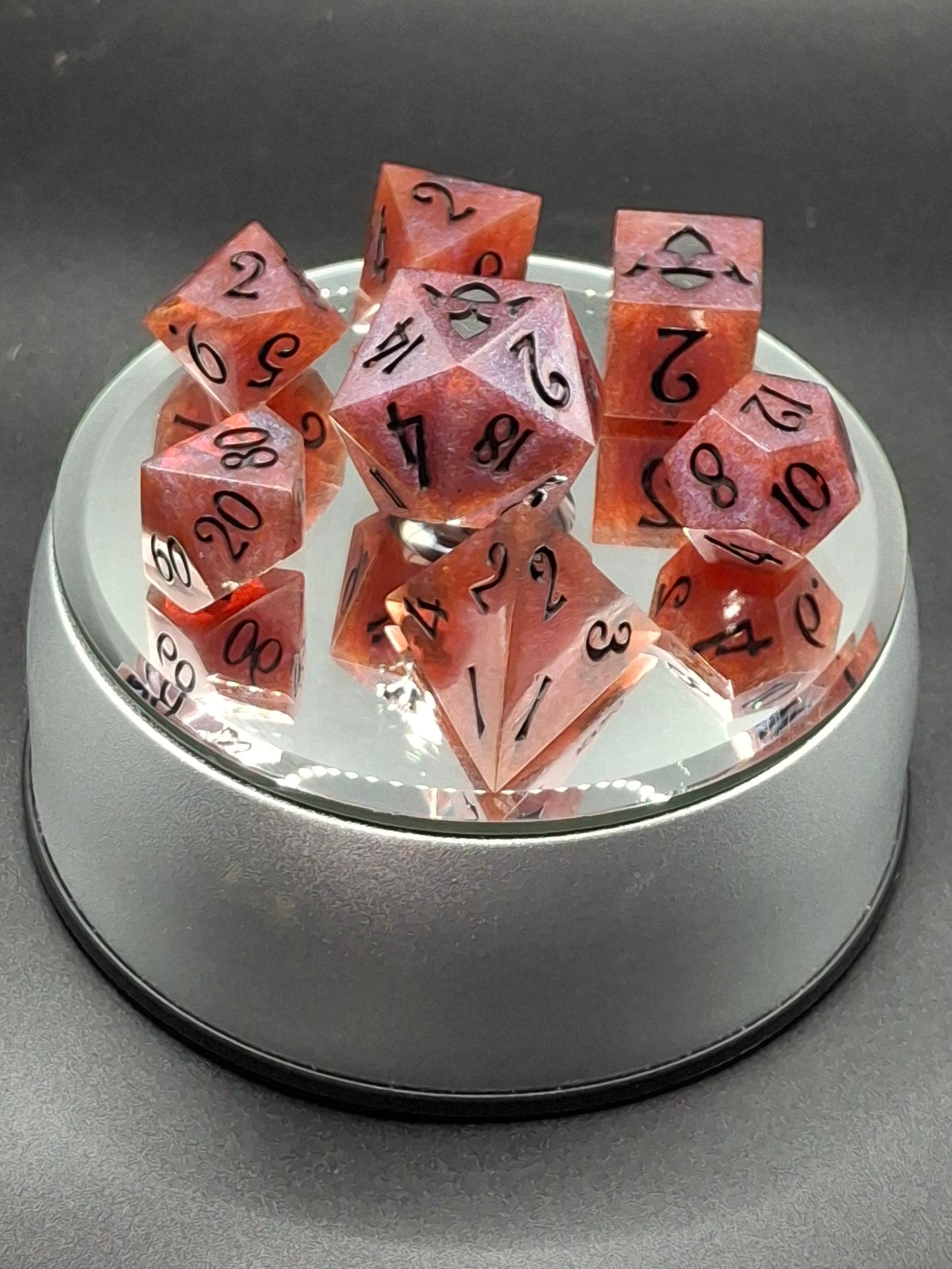 Mystic Twilight Dice Set - Burgundy & Blue Resin DnD Dice