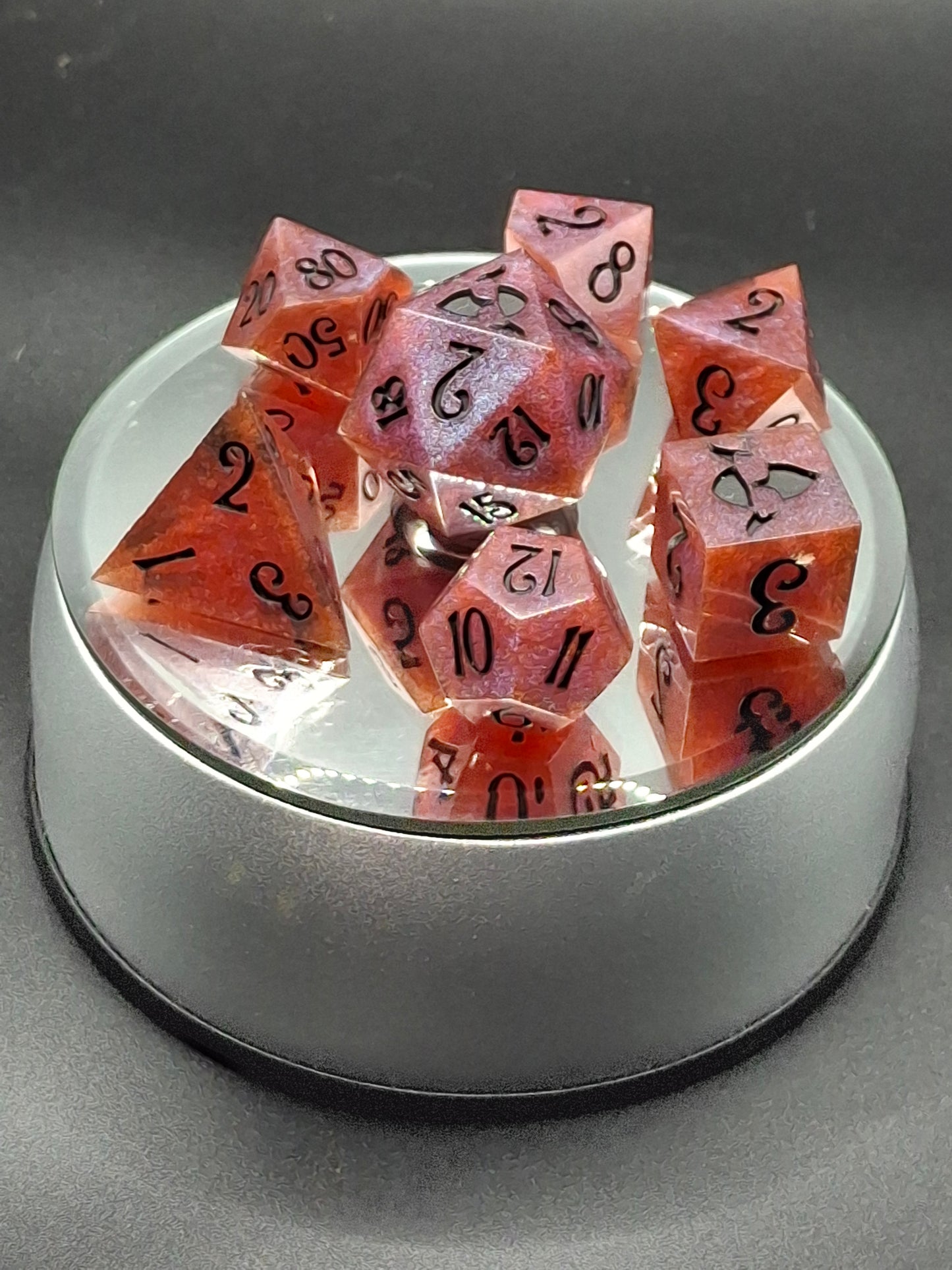 Mystic Twilight Dice Set - Burgundy & Blue Resin DnD Dice