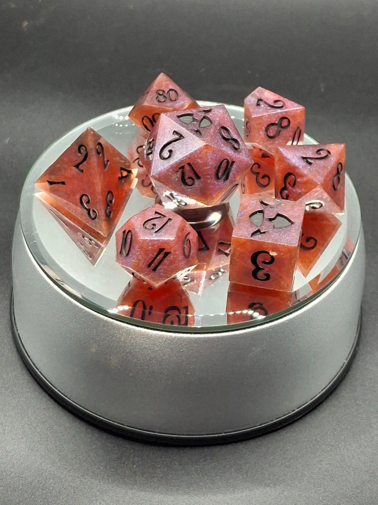 Mystic Twilight Dice Set - Burgundy & Blue Resin DnD Dice