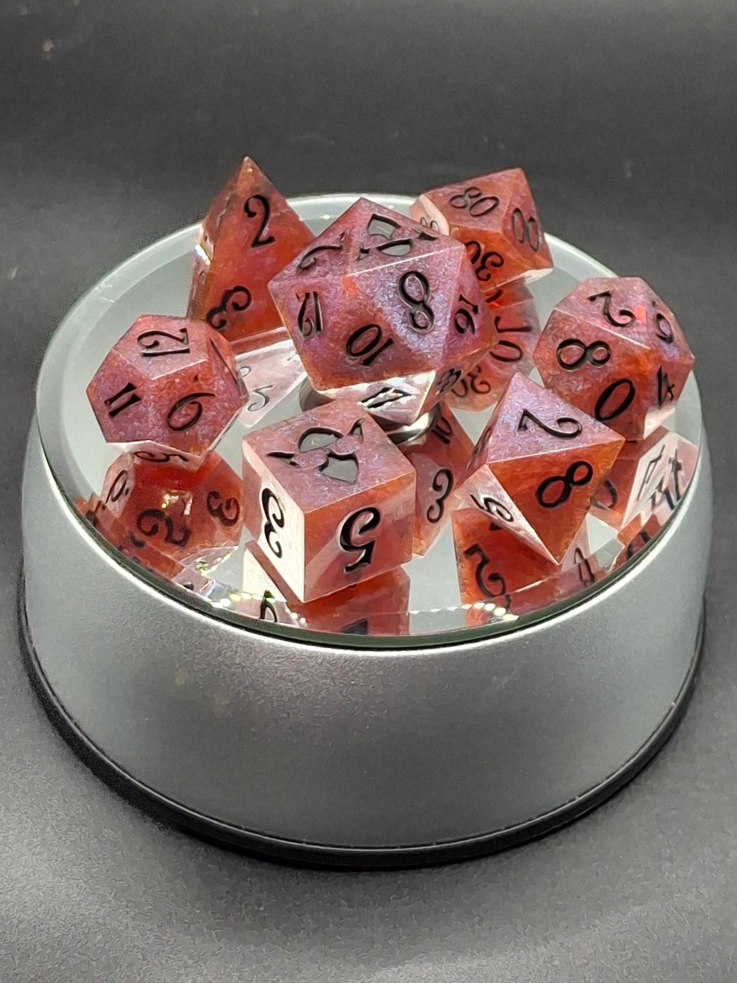 Mystic Twilight Dice Set - Burgundy & Blue Resin DnD Dice