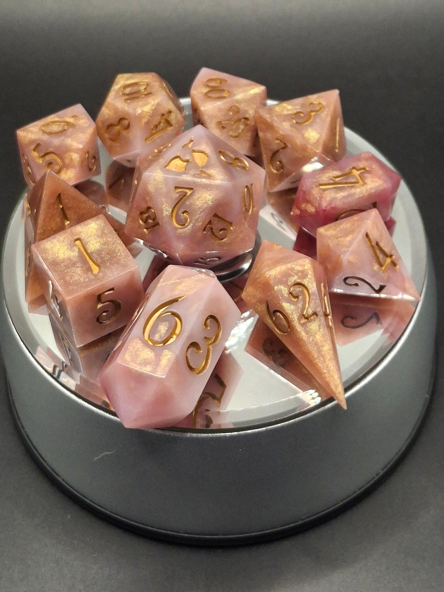 Victorian Steampunk Rose Garden Dice Set Sharp Sided Hand Made Dice DnD Dungeons and Dragons | TTRPG | Role Playing Games