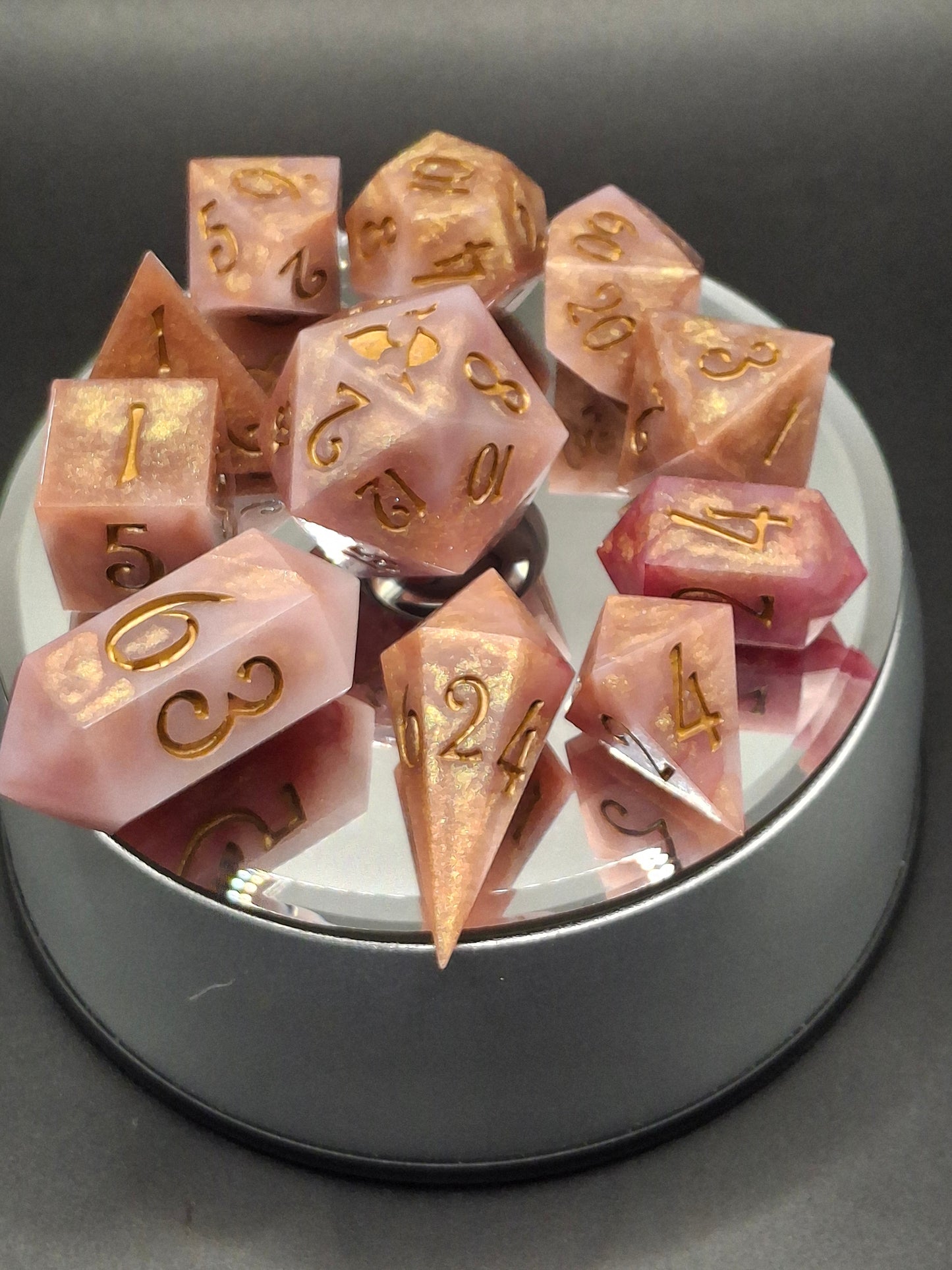 Victorian Steampunk Rose Garden Dice Set Sharp Sided Hand Made Dice DnD Dungeons and Dragons | TTRPG | Role Playing Games