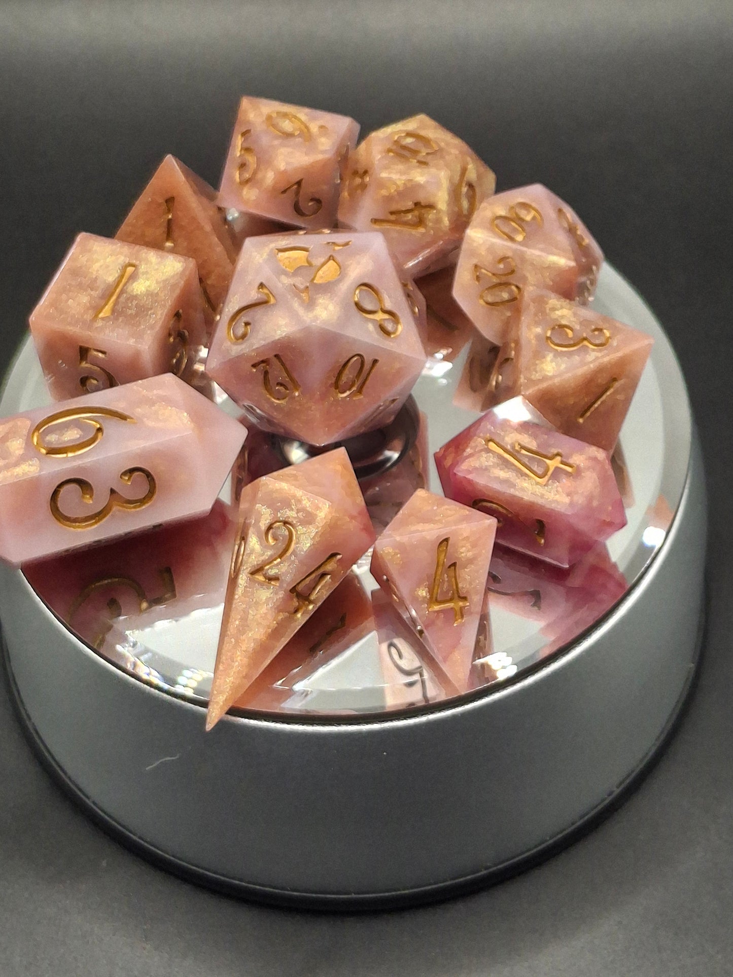 Victorian Steampunk Rose Garden Dice Set Sharp Sided Hand Made Dice DnD Dungeons and Dragons | TTRPG | Role Playing Games
