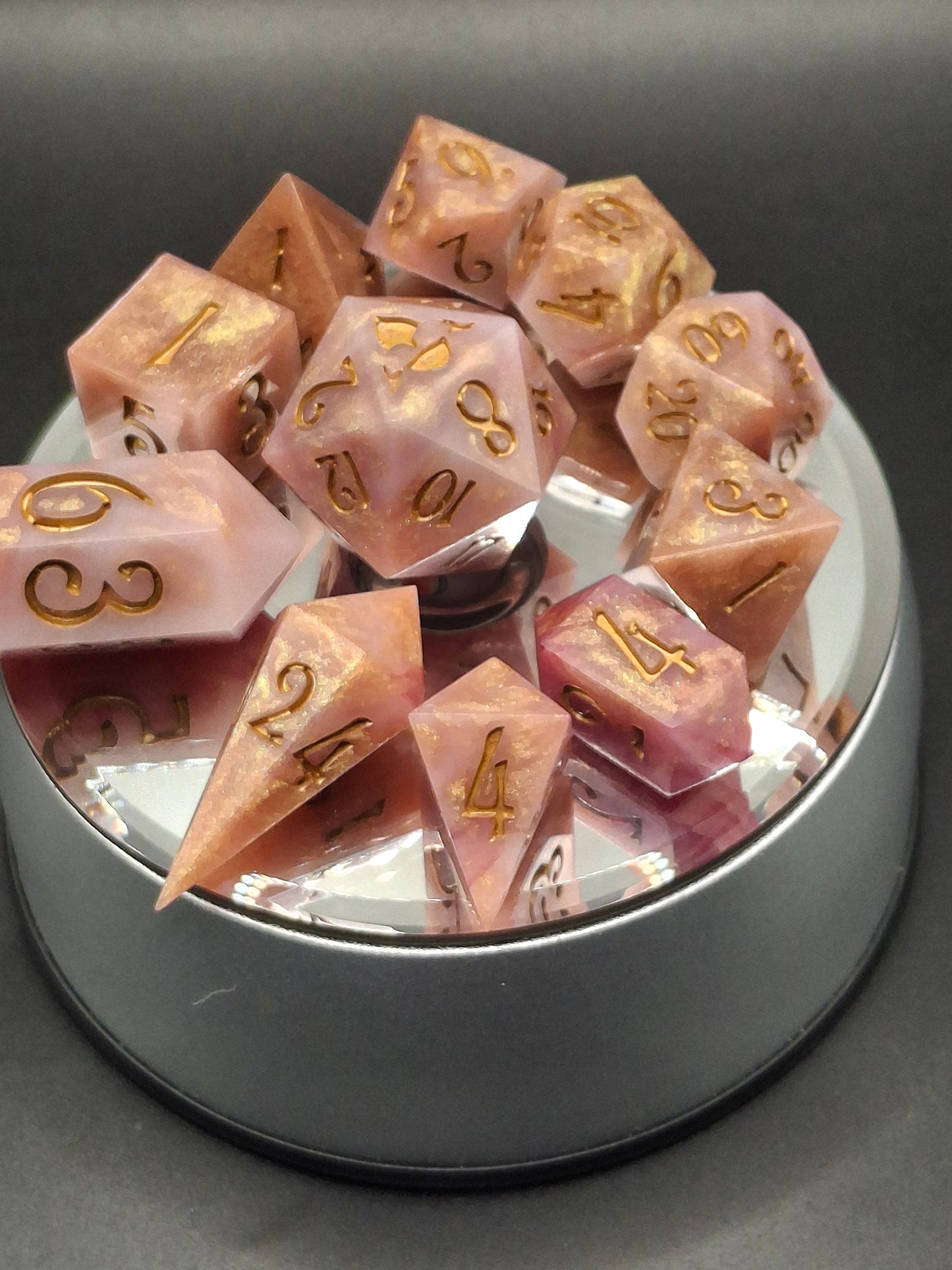 Victorian Steampunk Rose Garden Dice Set Sharp Sided Hand Made Dice DnD Dungeons and Dragons | TTRPG | Role Playing Games