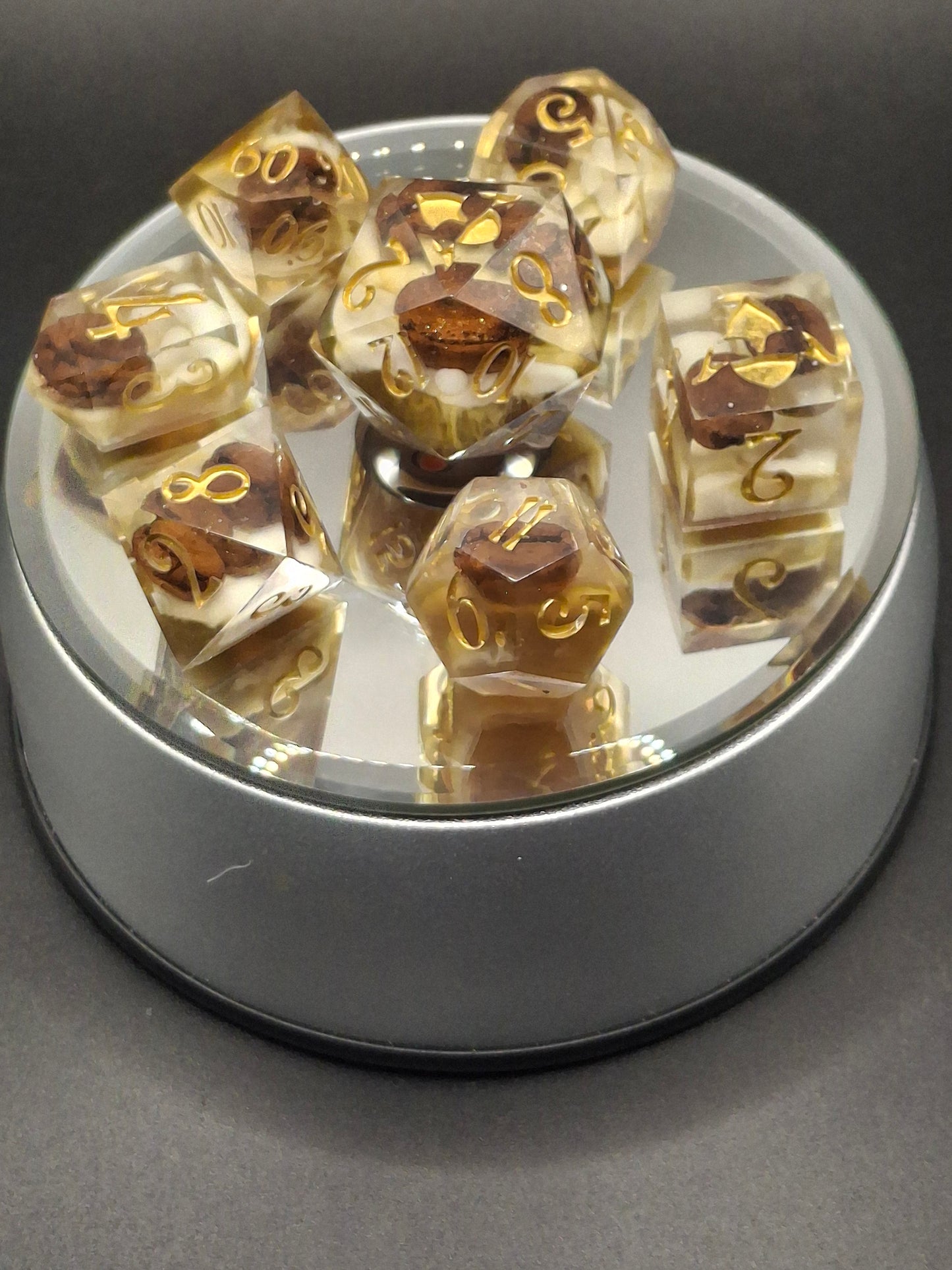 Coffee Dice| Coffee Bean Sharp Sided Dice Set | Coffee w Cream | TTRPG Dice | DnD Dice | Coffee Addict
