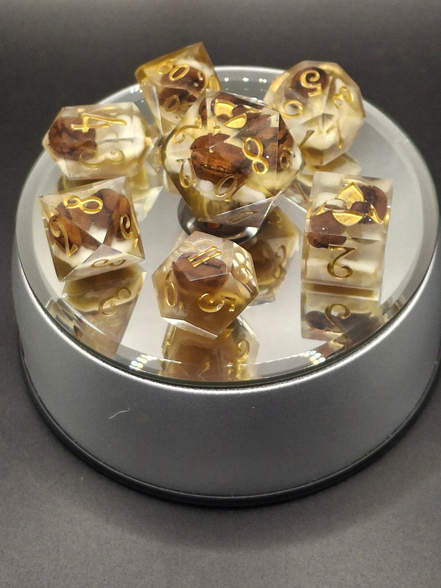 Coffee Dice| Coffee Bean Sharp Sided Dice Set | Coffee w Cream | TTRPG Dice | DnD Dice | Coffee Addict