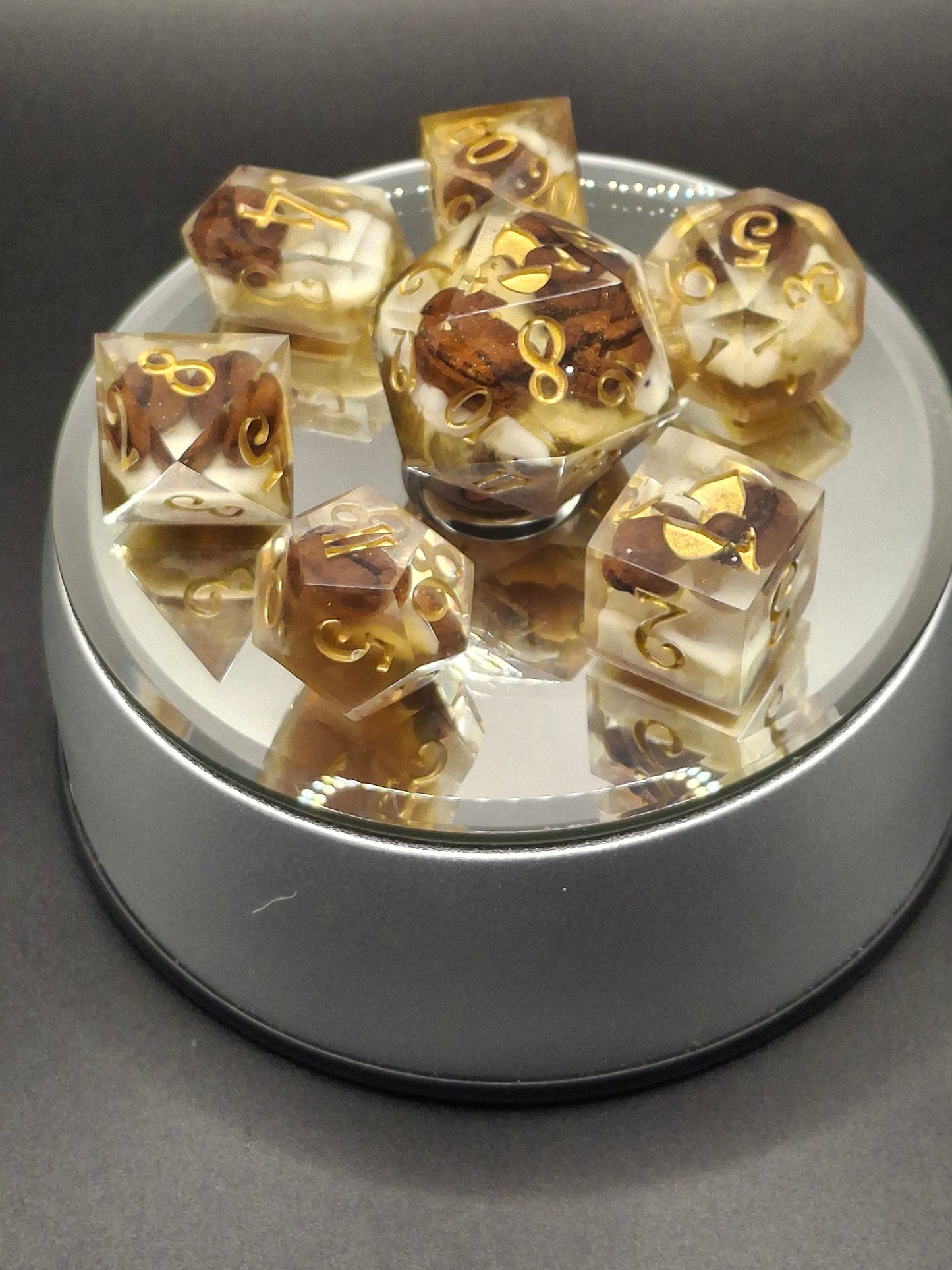 Coffee Dice| Coffee Bean Sharp Sided Dice Set | Coffee w Cream | TTRPG Dice | DnD Dice | Coffee Addict