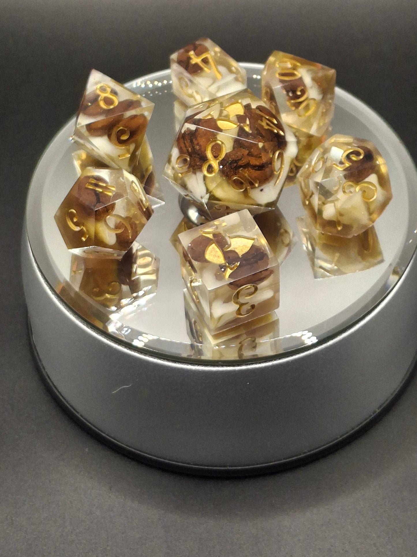 Coffee Dice| Coffee Bean Sharp Sided Dice Set | Coffee w Cream | TTRPG Dice | DnD Dice | Coffee Addict
