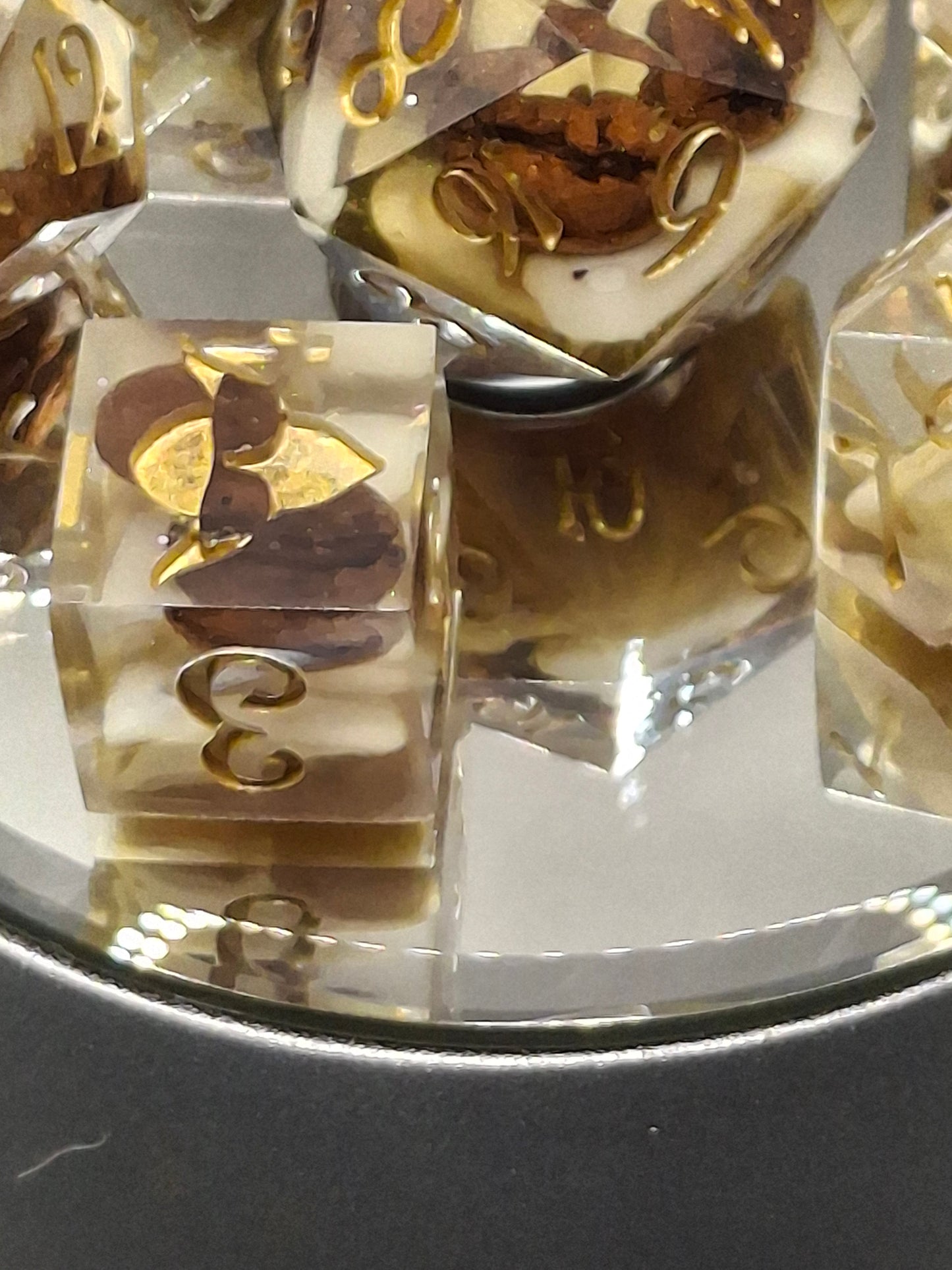 Coffee Dice| Coffee Bean Sharp Sided Dice Set | Coffee w Cream | TTRPG Dice | DnD Dice | Coffee Addict