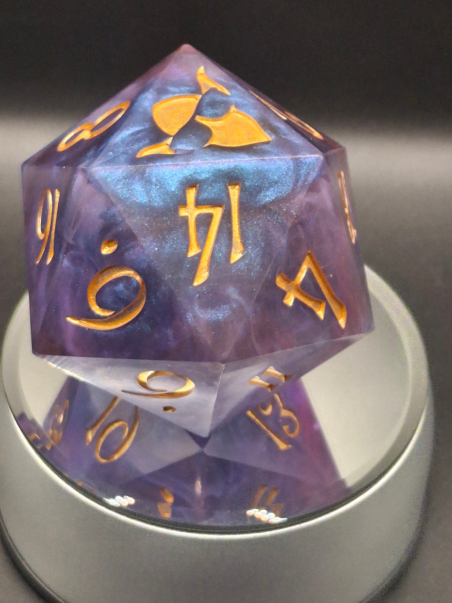 The Cosmic Colossus – 78mm Galaxy Chonk D20 | Sharp Edge Giant Dice with Gold Ink