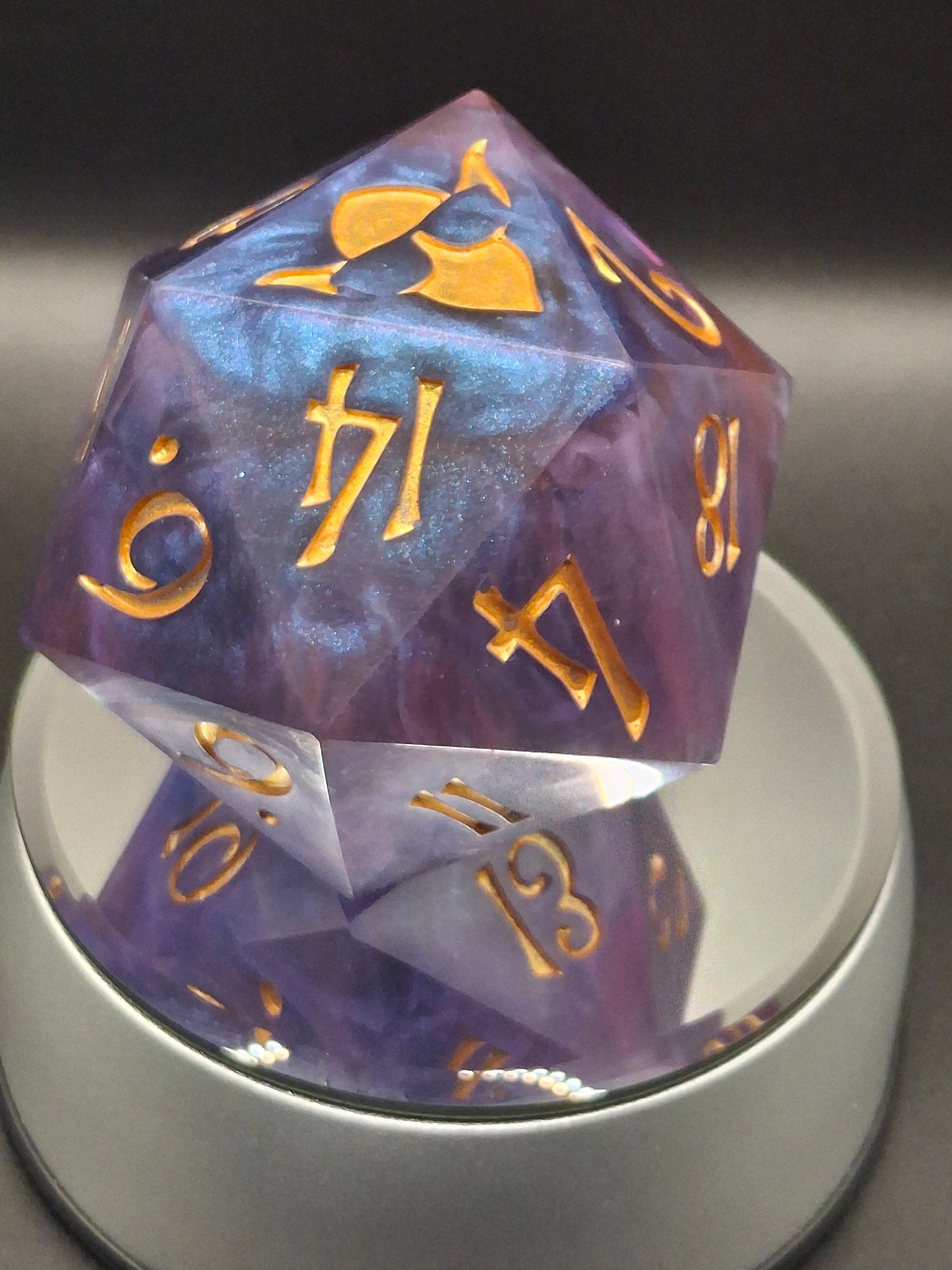 The Cosmic Colossus – 78mm Galaxy Chonk D20 | Sharp Edge Giant Dice with Gold Ink