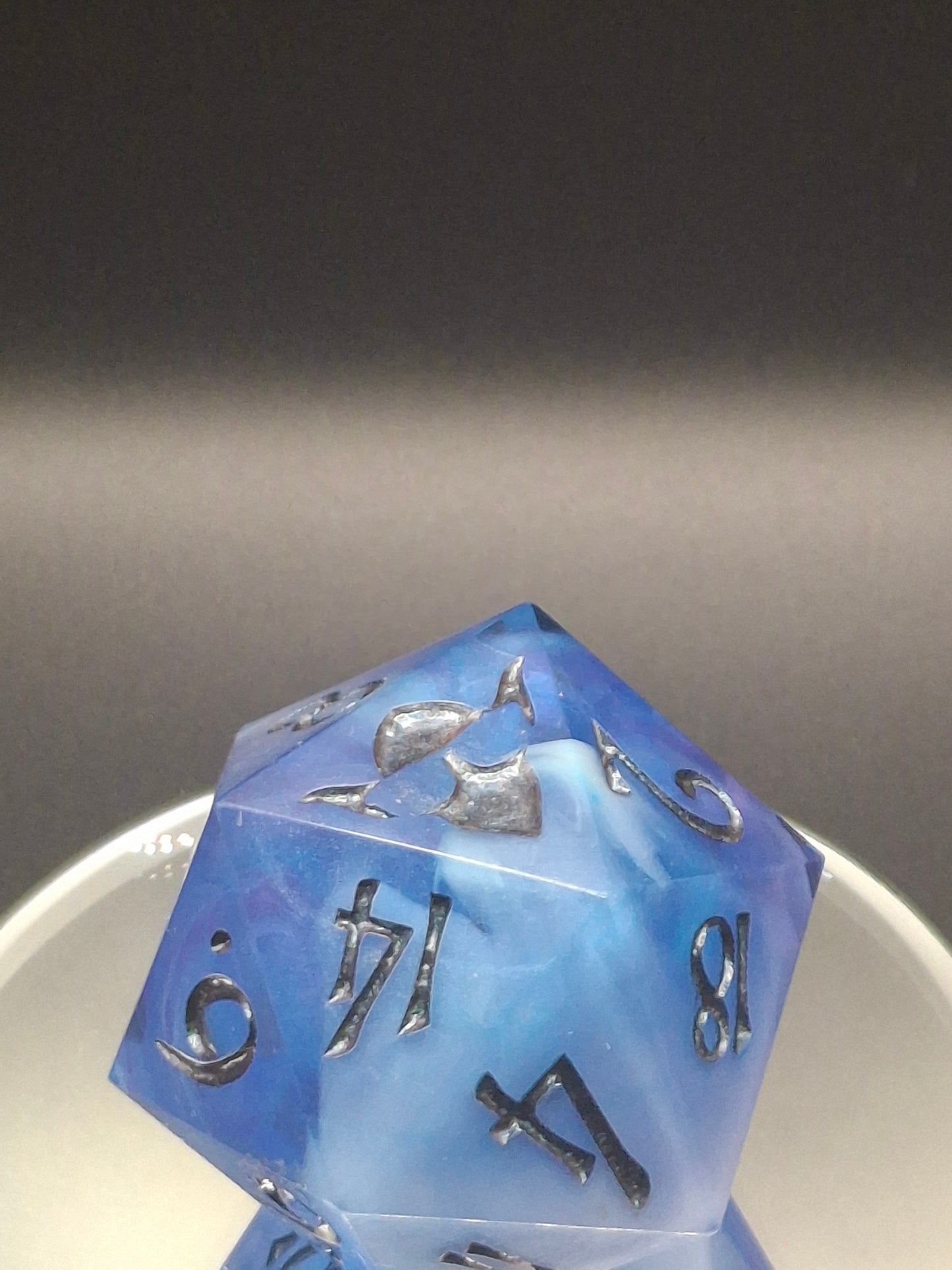 Mystical Blue Nebula D20 Dice - Enchanting TTRPG Collectible 55mm Chonk