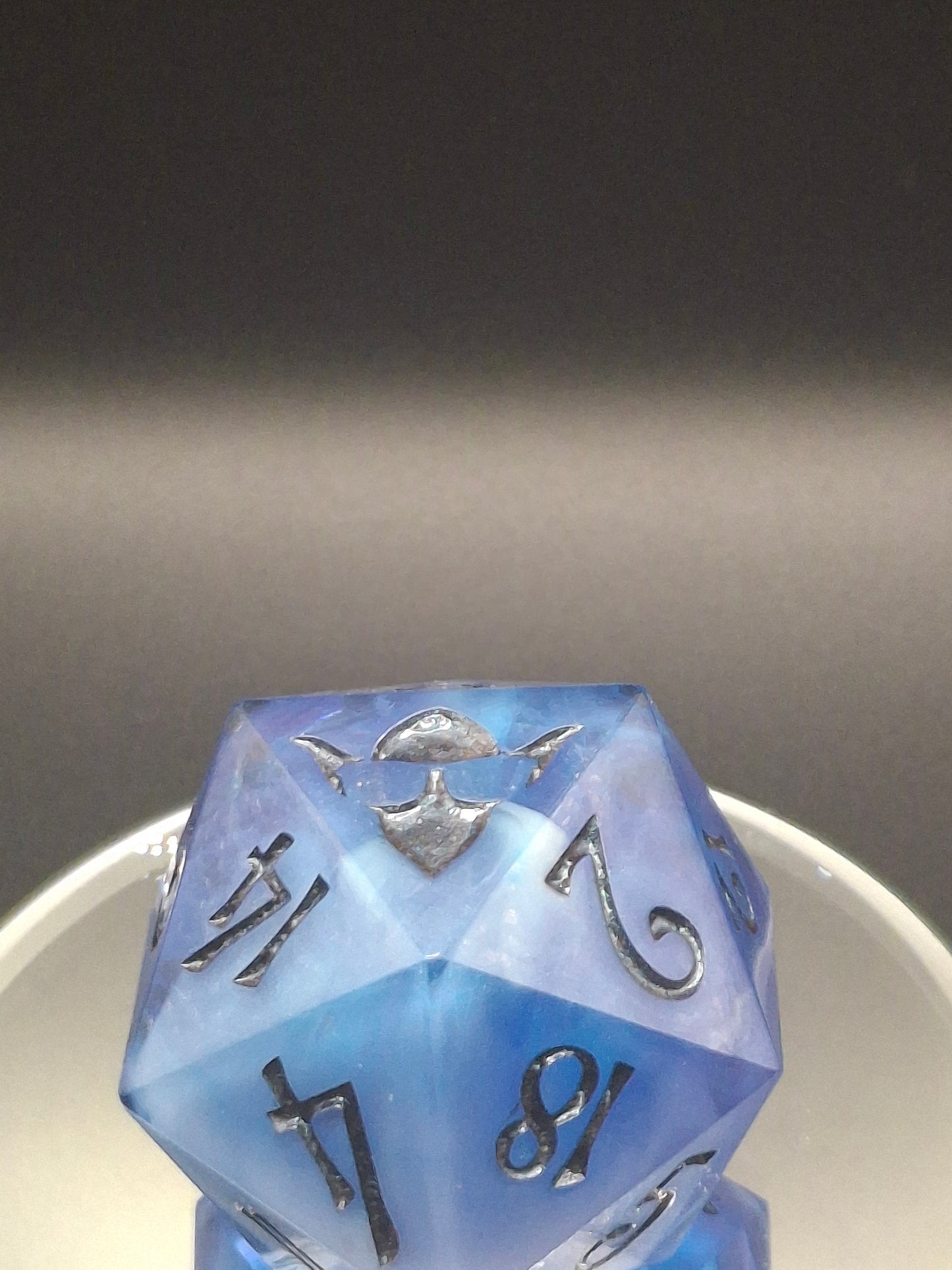 Mystical Blue Nebula D20 Dice - Enchanting TTRPG Collectible 55mm Chonk