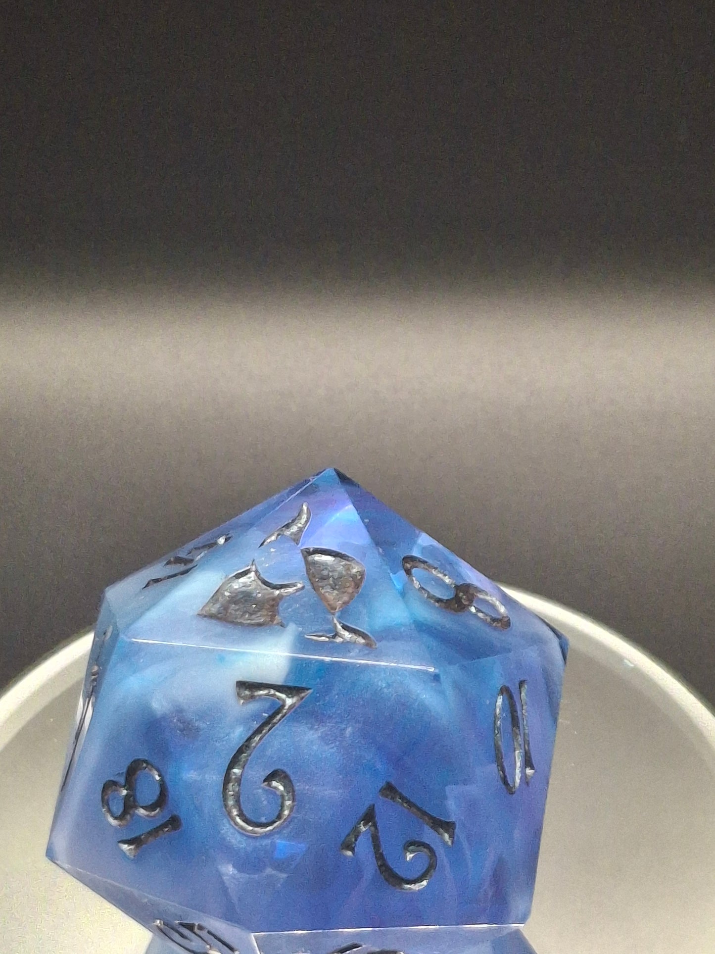 Mystical Blue Nebula D20 Dice - Enchanting TTRPG Collectible 55mm Chonk