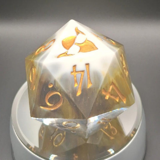 Magic Golden Vein 20-Sided Dice for TTRPGs – Mythical Collector's Treasure 78mm Chonk
