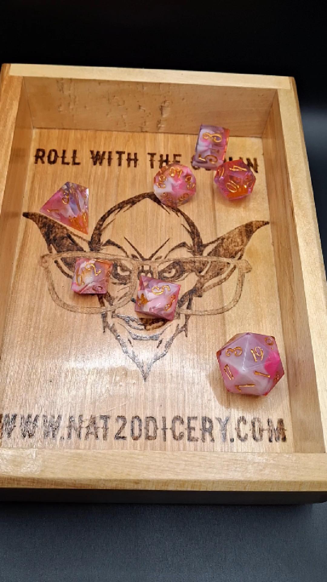 Goblinlight Grove – Handcrafted Pine Dice Tray with the Dice Goblin’s Mark