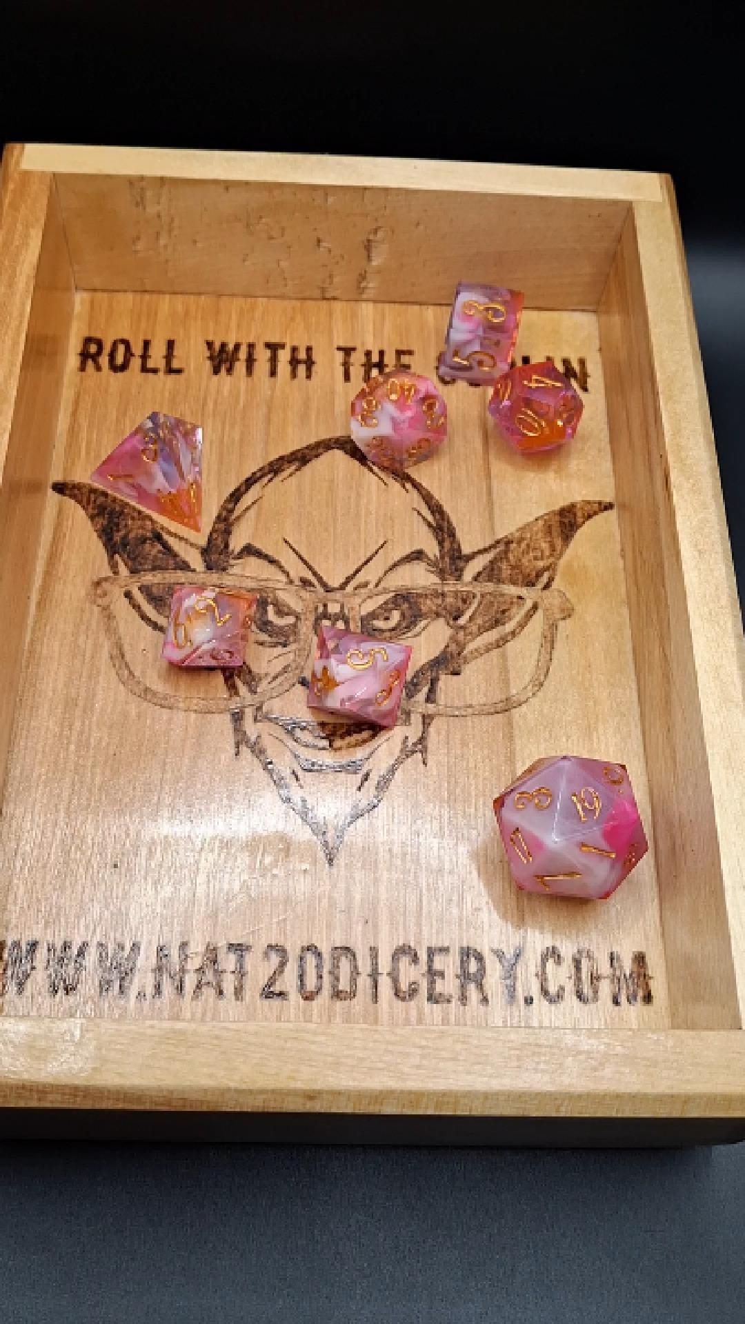 Goblinbound Oak – Handcrafted Oak Dice Tray with the Dice Goblin’s Mark
