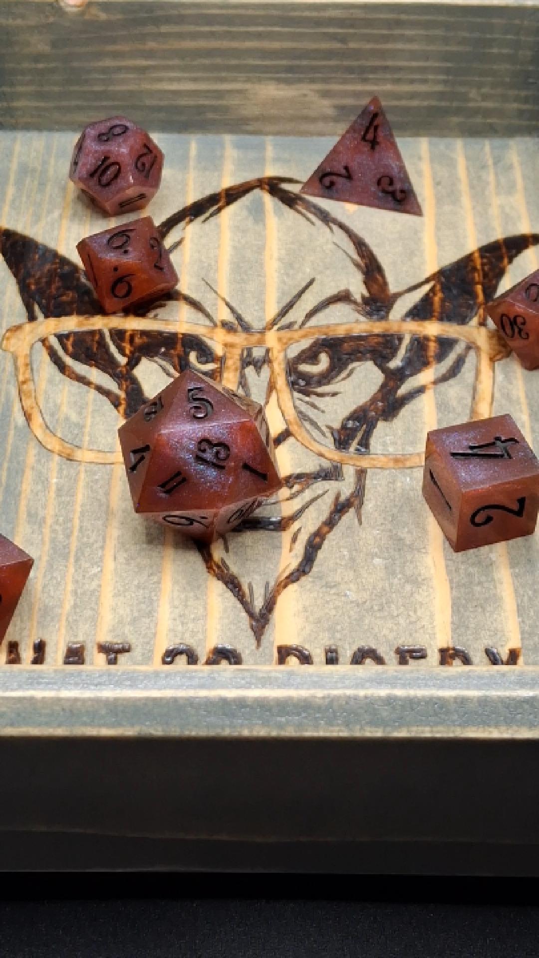 Mystic Twilight Dice Set - Burgundy & Blue Resin DnD Dice