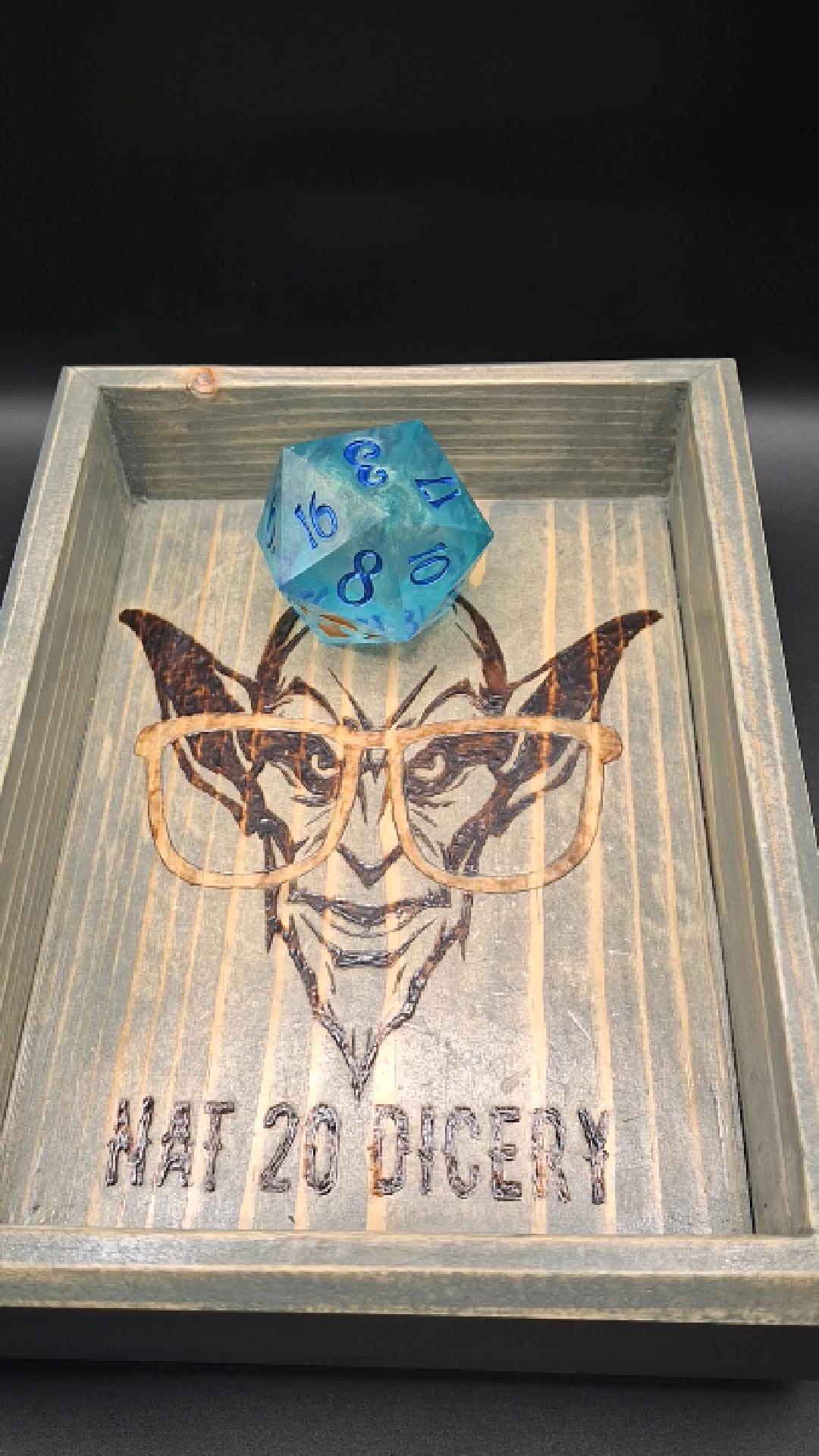 Mystic Arcana D20 Transparent Teal Resin Dice 55mm Chonk Sharp Edge Handmade DnD Die