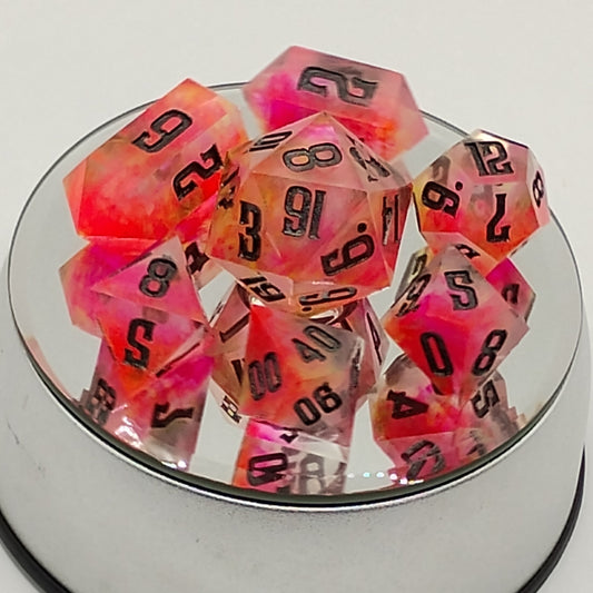 Roll Into the Neon Abyss Standard 7 Dice Set for TTRPG DnD Pathfinder