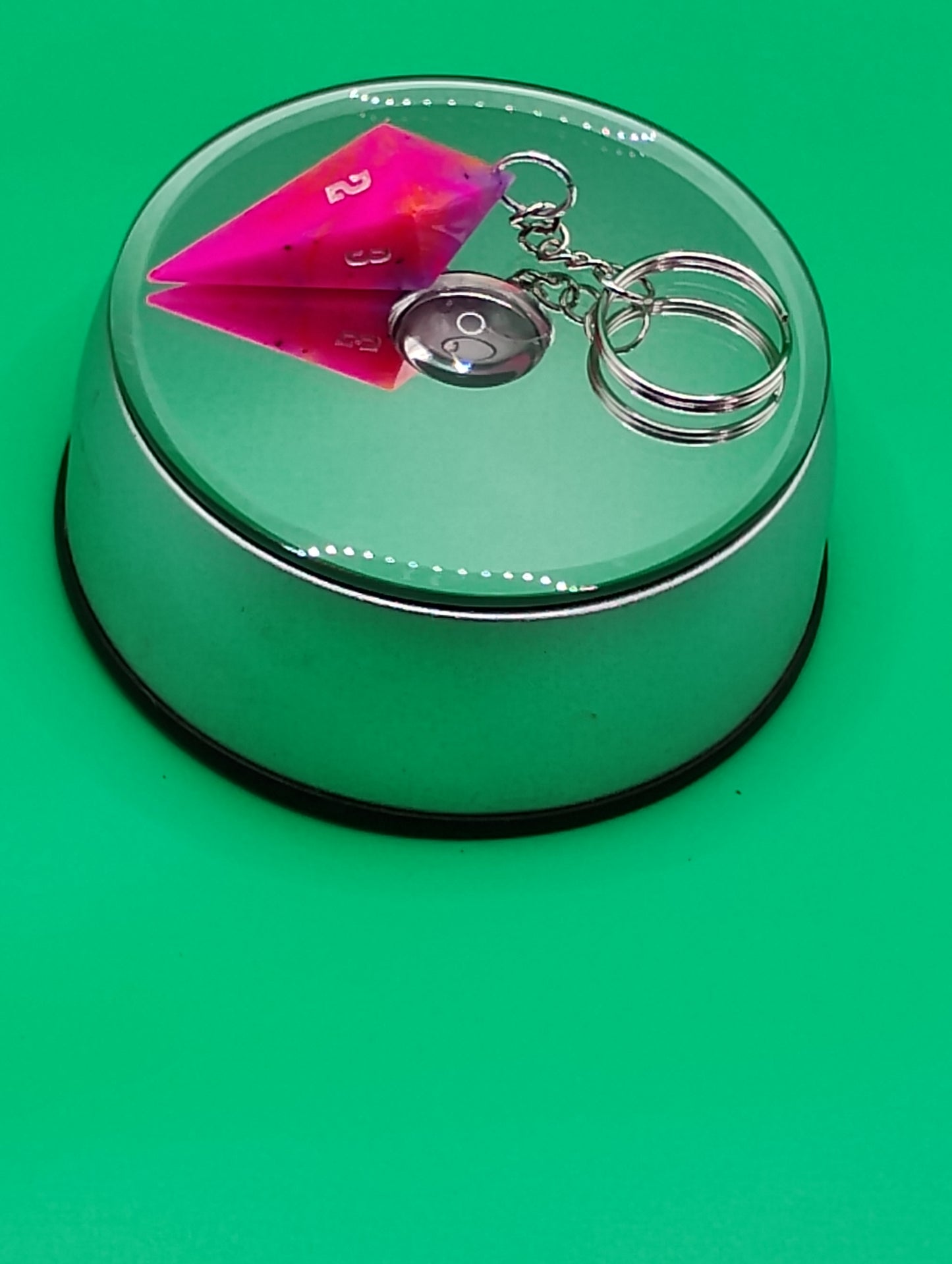 Blush Fate Crystal Dice Keychain – Handmade Pink D20 Charm by Nat20Dicery