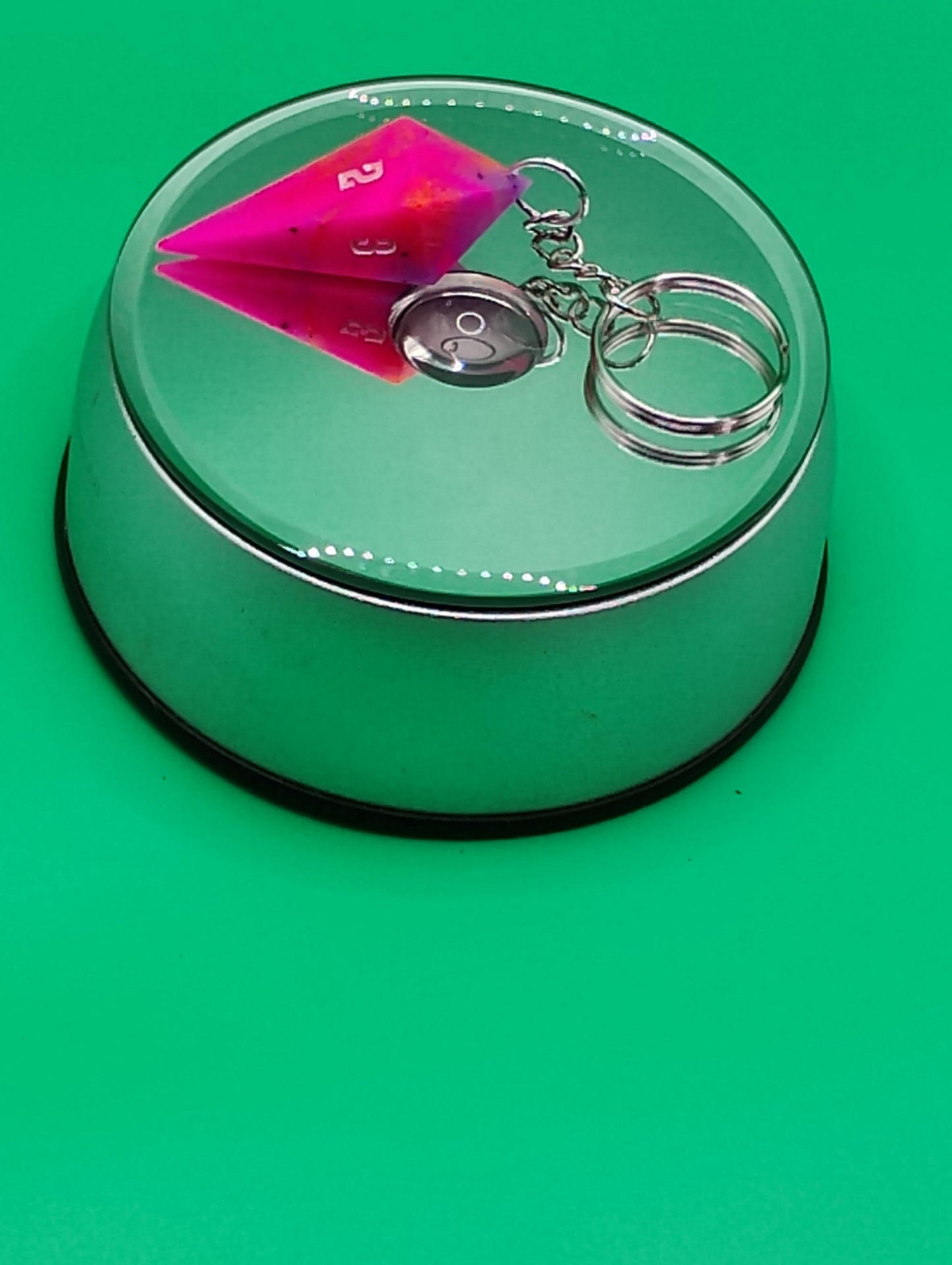 Blush Fate Crystal Dice Keychain – Handmade Pink D20 Charm by Nat20Dicery