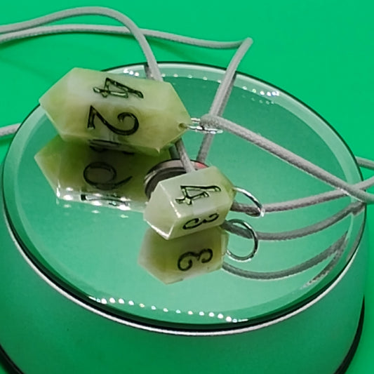 Verdant Fate Dice Necklace Set – Green & Cream Marble D20 Pendants by Nat20Dicery
