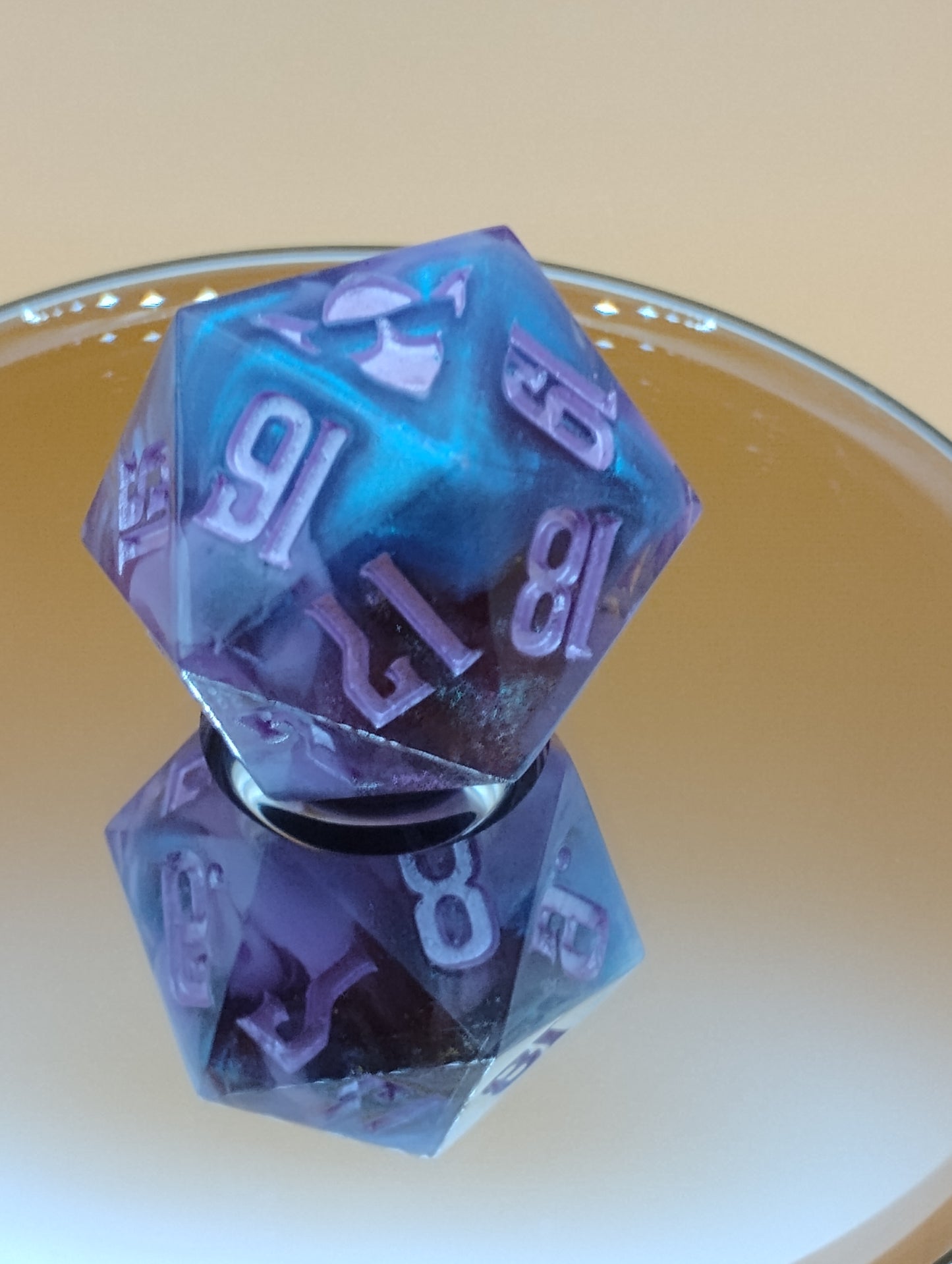 Arcane Eclipse 38mm Spindown – Handmade Gothic Purple & Blue MTG Life Counter by Nat20Dicery