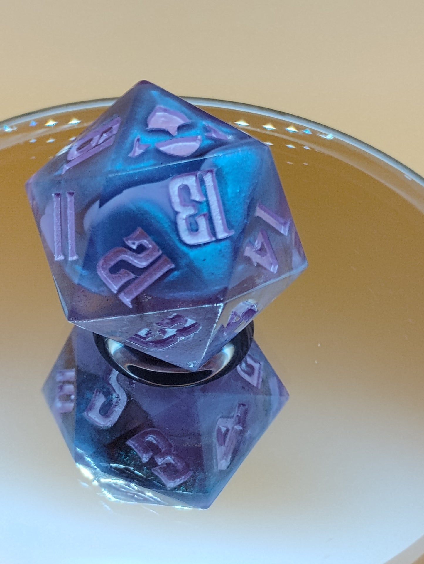 Arcane Eclipse 38mm Spindown – Handmade Gothic Purple & Blue MTG Life Counter by Nat20Dicery