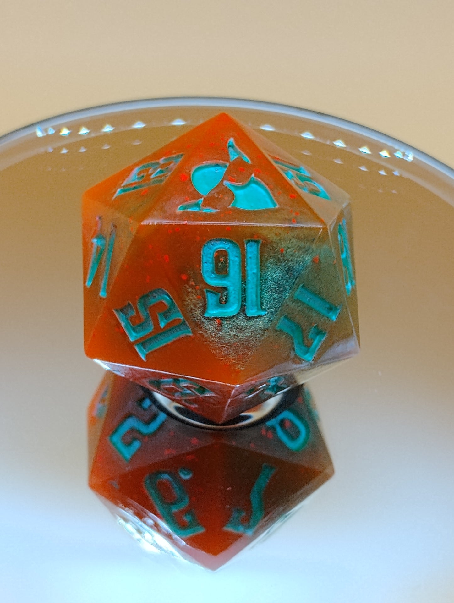 Toxic Ember 38mm Spindown – Handmade Neon Orange & Green MTG Life Counter by Nat20Dicery