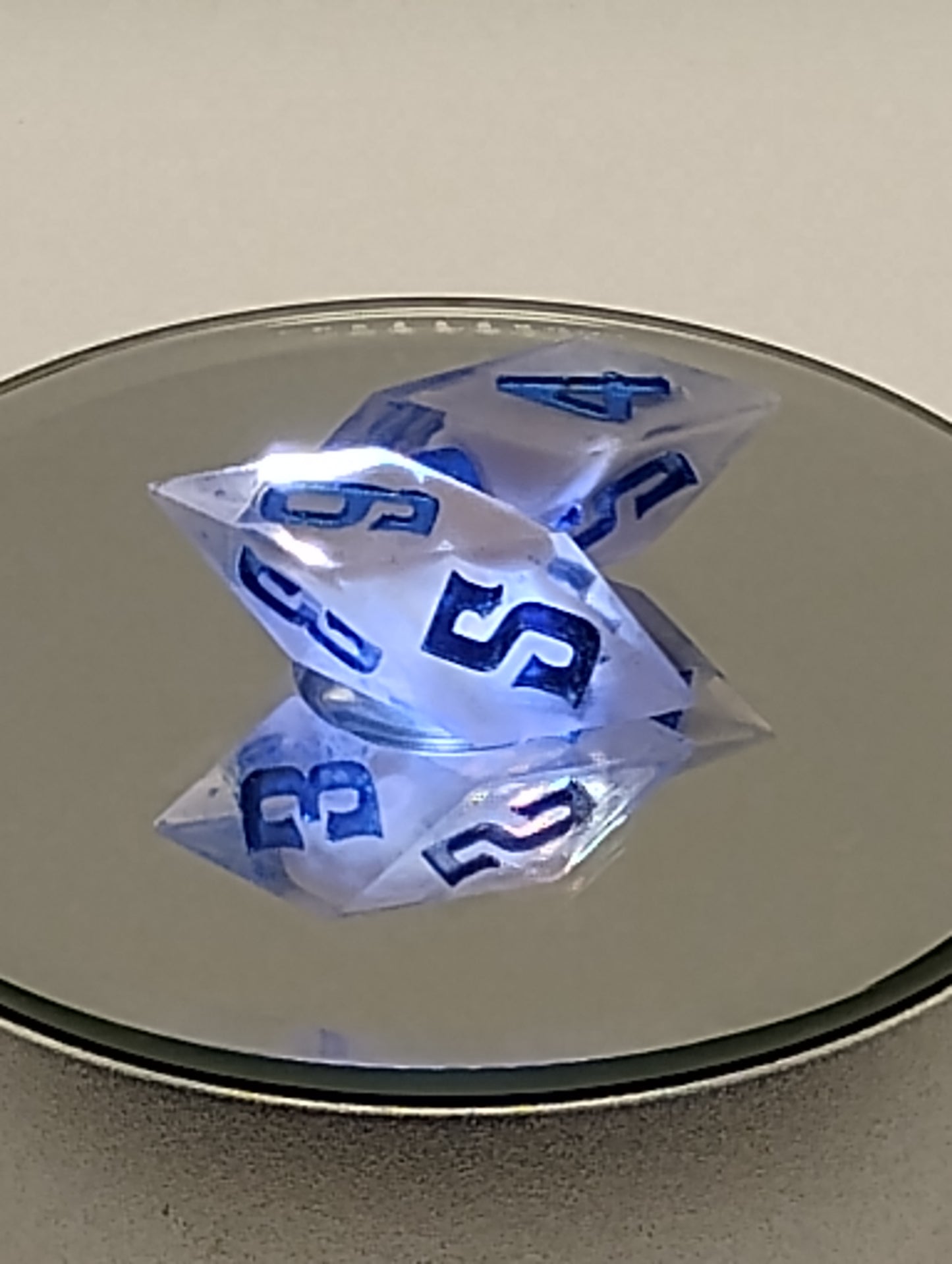 Handmade Clouded D6 Dice Pair – Clear Resin with White Clouds & Blue Ink | Whimsical Fantasy Dice