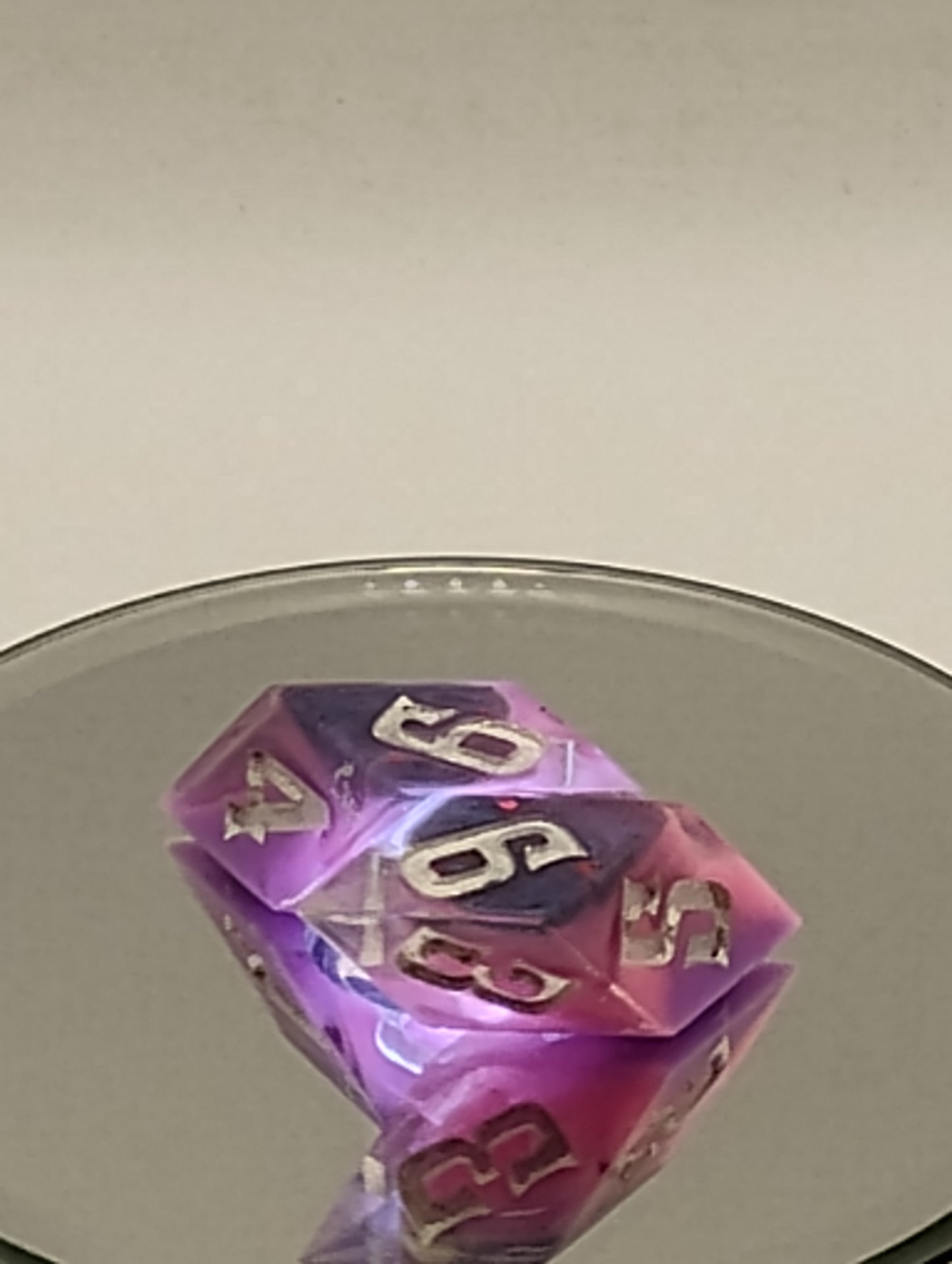 Handmade Rhombic D6 Dice Pair – Enchanted Pink & Purple Whispers | Dark Fantasy TTRPG Dice