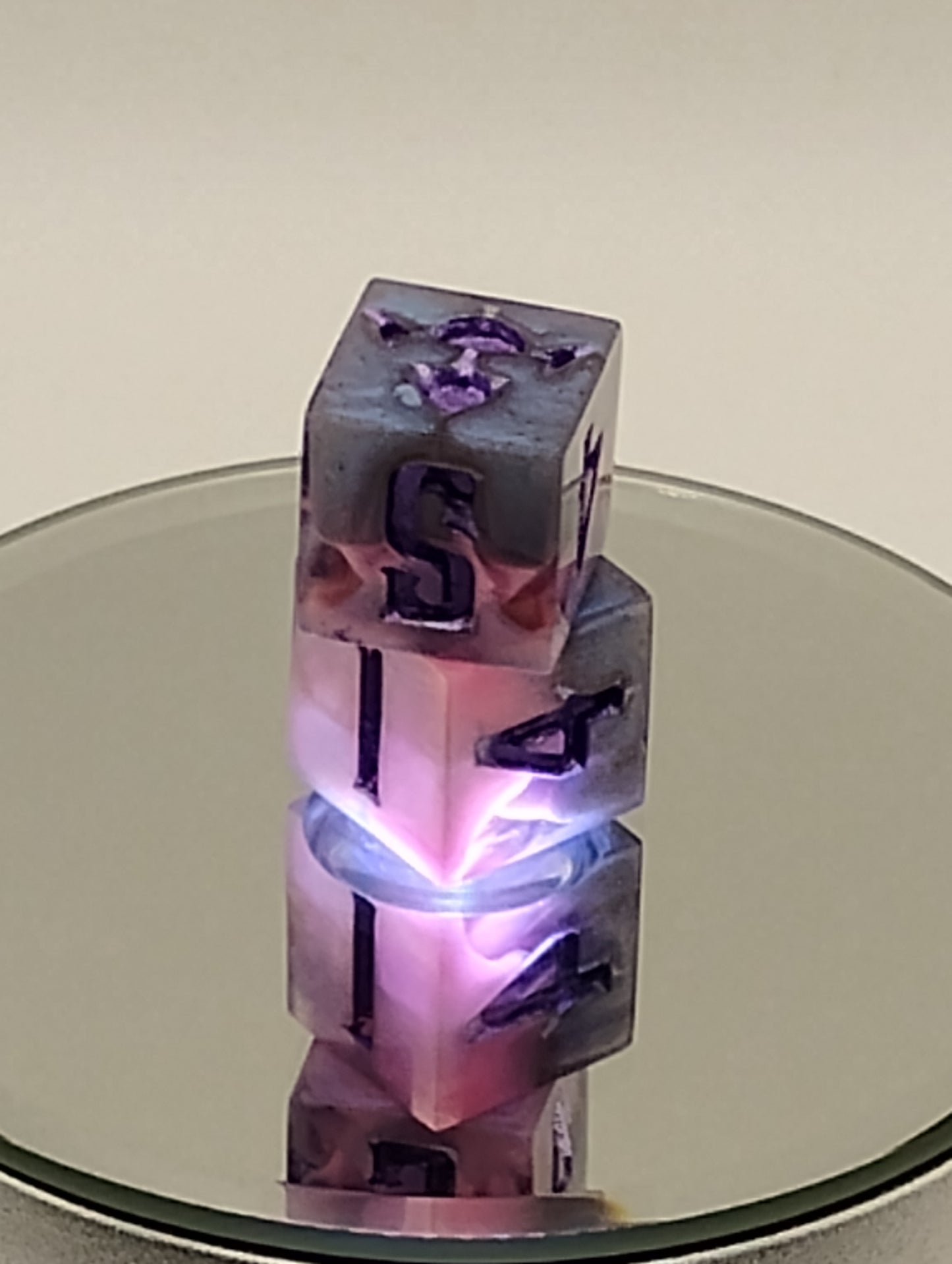 Handmade Enchanted D6 Dice Pair – Blue, Pink & Purple Whimsical TTRPG Dice