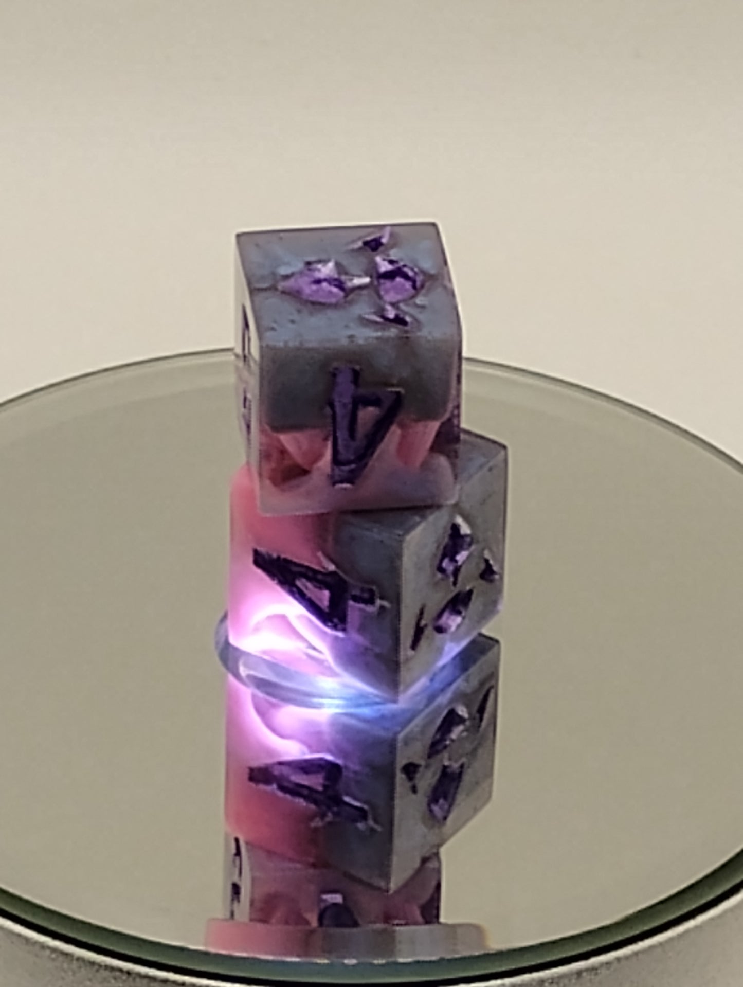 Handmade Enchanted D6 Dice Pair – Blue, Pink & Purple Whimsical TTRPG Dice