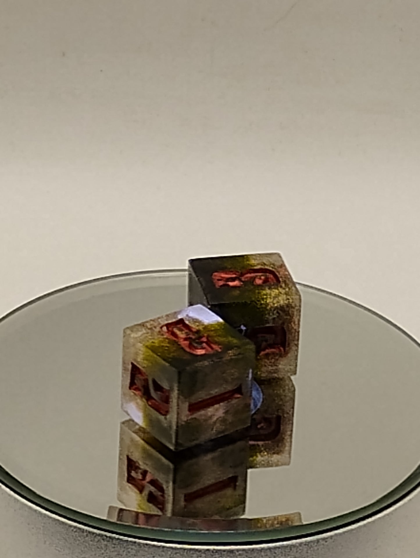 Handcrafted D6 Dice Pair – Black & Gold Shimmer with Red Ink | Dark Fantasy TTRPG Dice