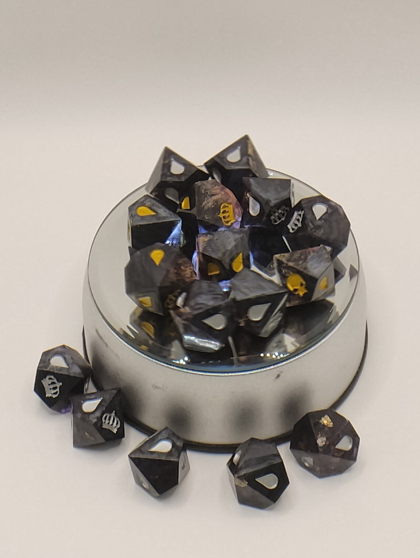 Dark Fantasy Vampire: The Masquerade RPG Dice - Black and Purple Die with Gold and Silver Numbers, Dungeons & Dragons and TTRPGs