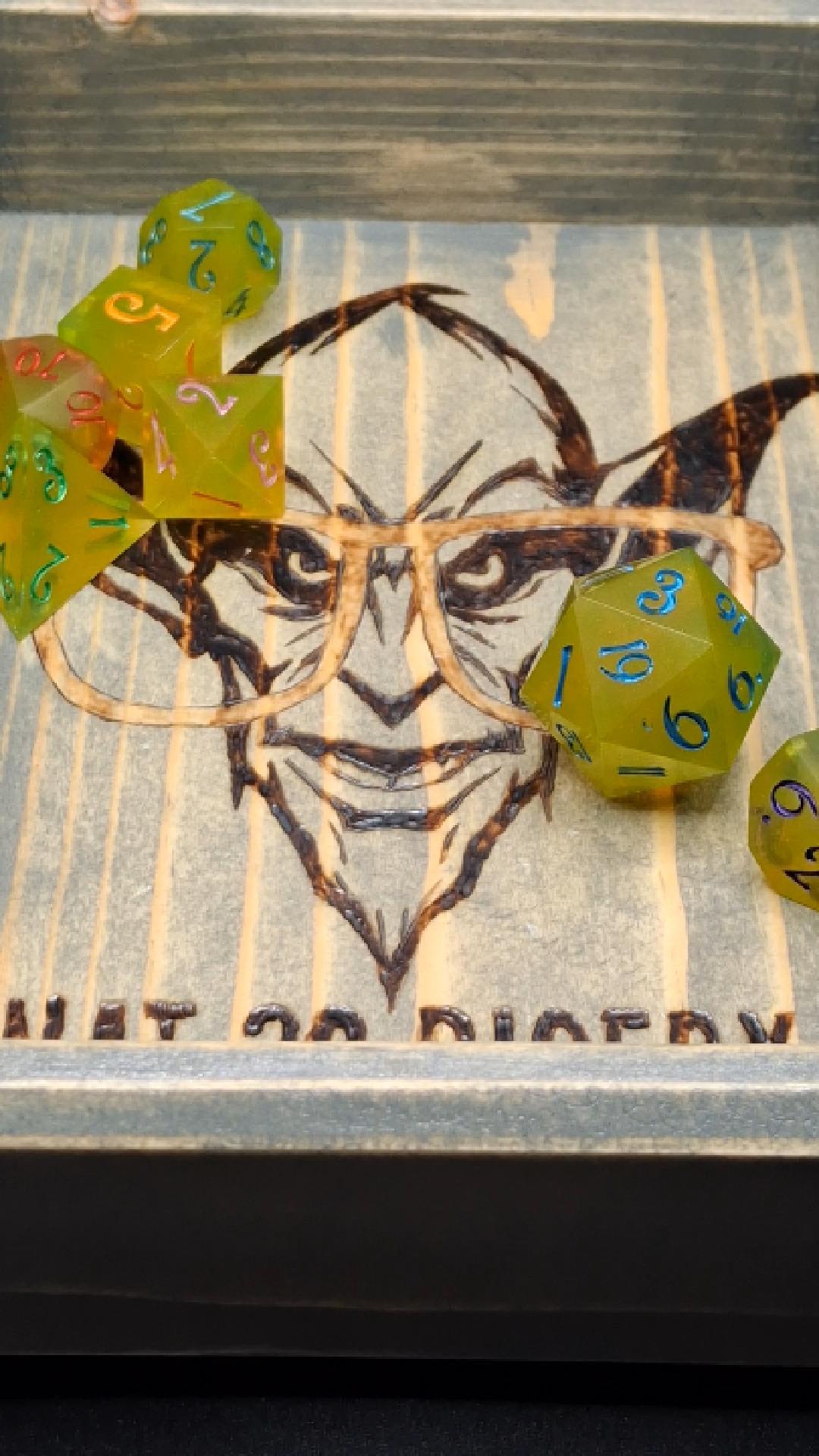 Yellow Shimmer Rainbow Ink Dice Set | Sharp Sided Dice | polyhedral Dice | Table Top Role Playing Dice | TTRPG | DnD | Dungeons and Dragons