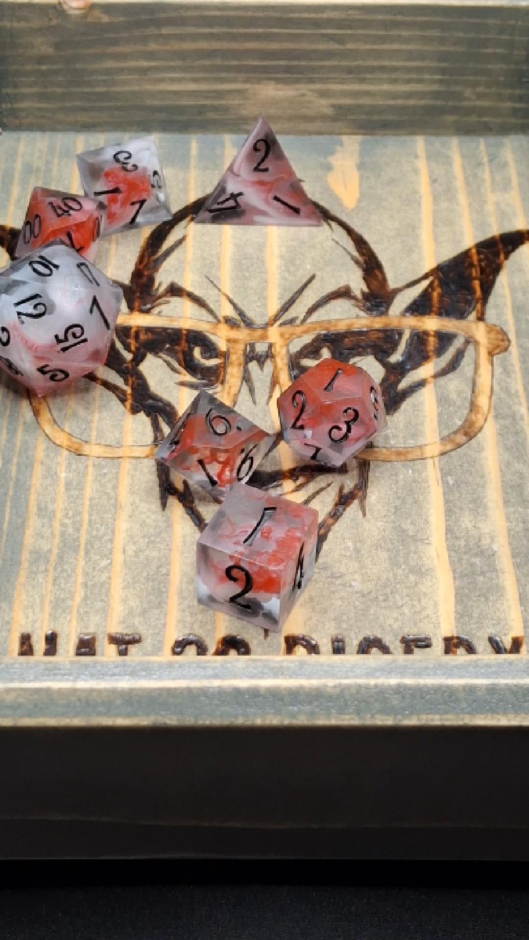 Massacre in the Water Set of 7 TTRPG Dice Set Tabletop Gaming Dungeons and Dragons Pathfinder | Hand Made Sharp Sided Dice