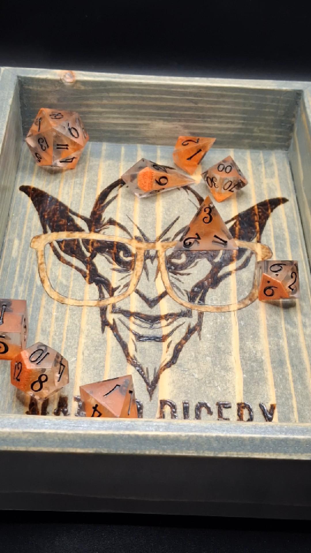 Micca Petrie Drop Dice Set | Polyhedral Dice | TTRPG | DnD | Dungeons and Dragons | Sharp SIded Hand Made Dice Set w Bag | 8 Dice | Crystal