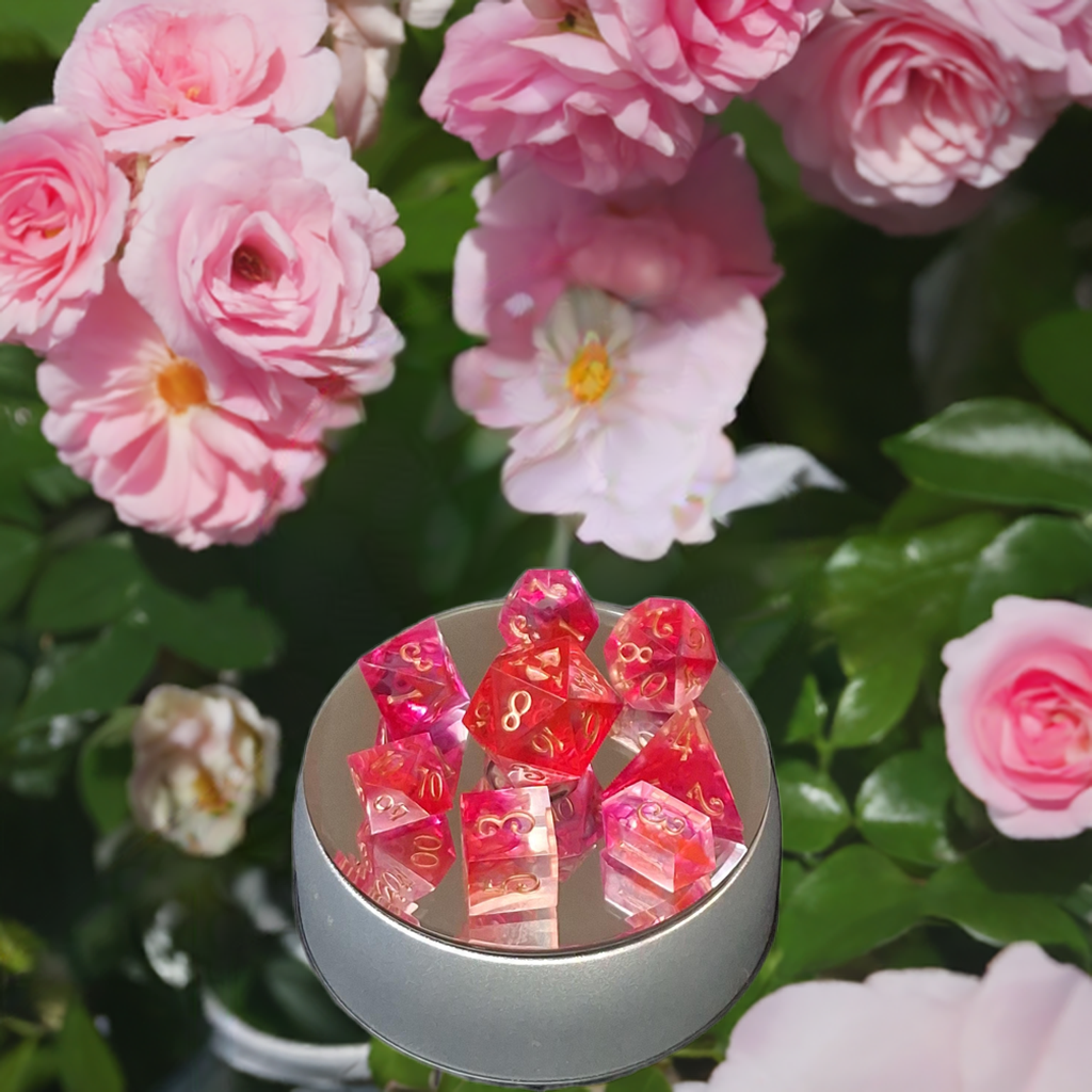 Rose Red Sharp Sided Dice Set | 8 Dice | DnD | PathFinder | TTRPG | Dungeons and Dragons | Sharp Sided Resin Dice | Handmade Dice