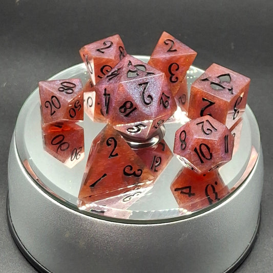 Mystic Twilight Dice Set - Burgundy & Blue Resin DnD Dice