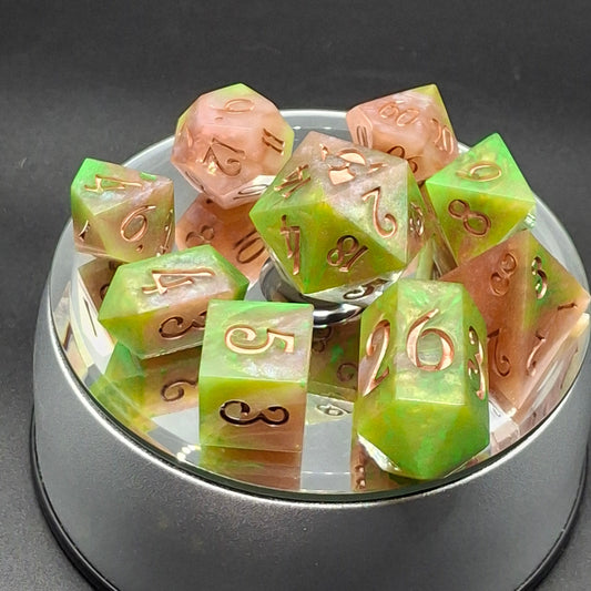 Green Champagne Swirl Dice