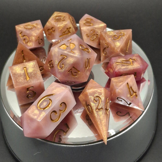 Victorian Steampunk Rose Garden Dice Set Sharp Sided Hand Made Dice DnD Dungeons and Dragons | TTRPG | Role Playing Games