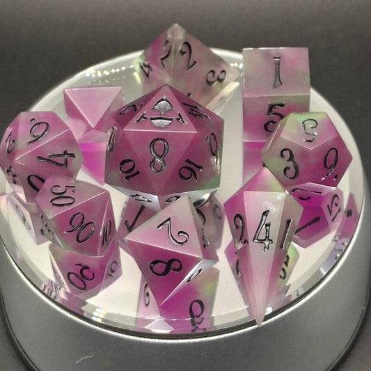 GLOW Dice | TTRPG Dice | Glow in the Dark | Purple Green | Pathfinder | Dungeons and Dragons | Glowing Dice