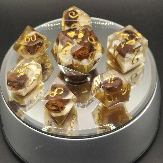 Coffee Dice| Coffee Bean Sharp Sided Dice Set | Coffee w Cream | TTRPG Dice | DnD Dice | Coffee Addict